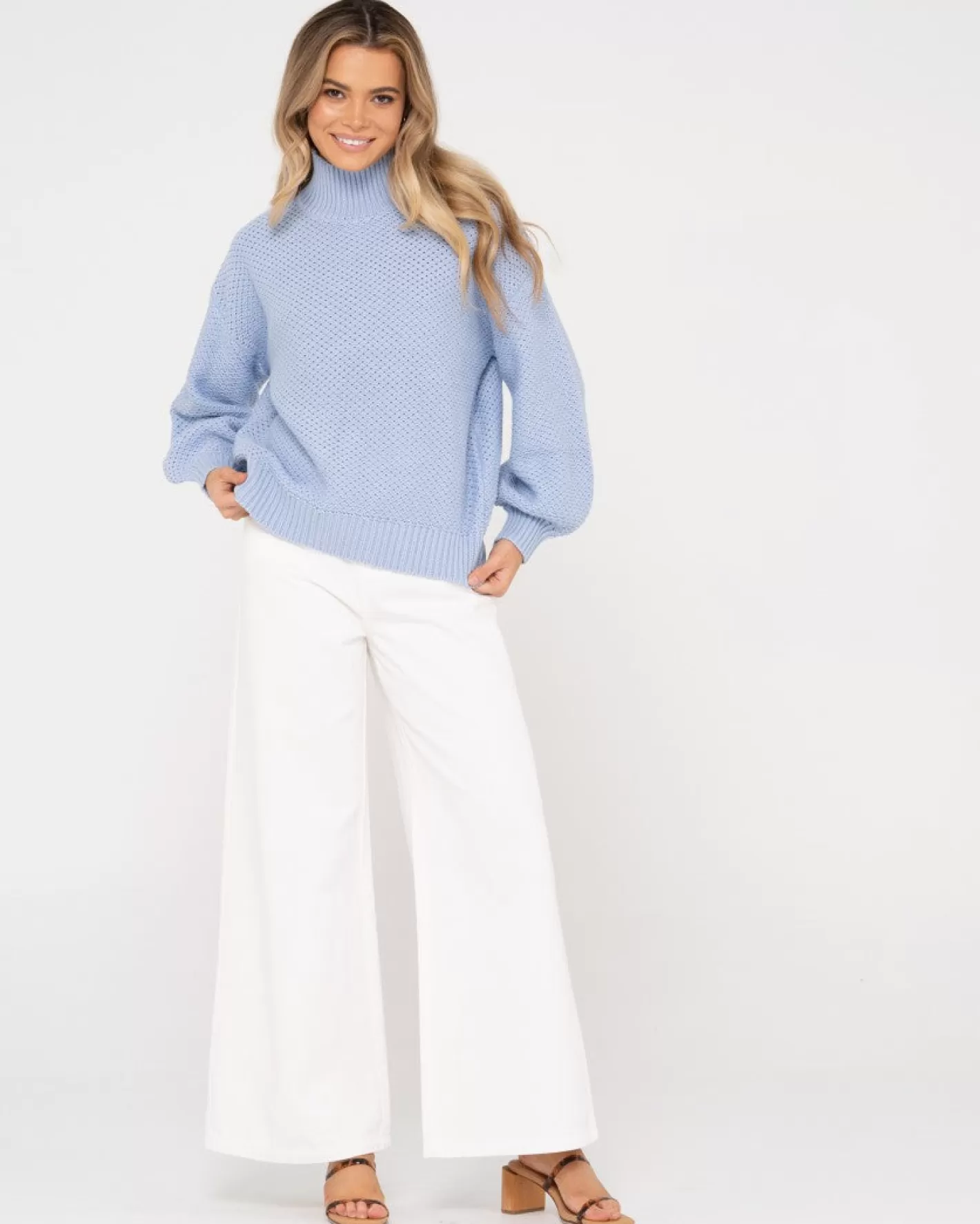 Mujer Rusty Jersey De Punto Grueso Y Relajado Con Cuello Simulado Marlow