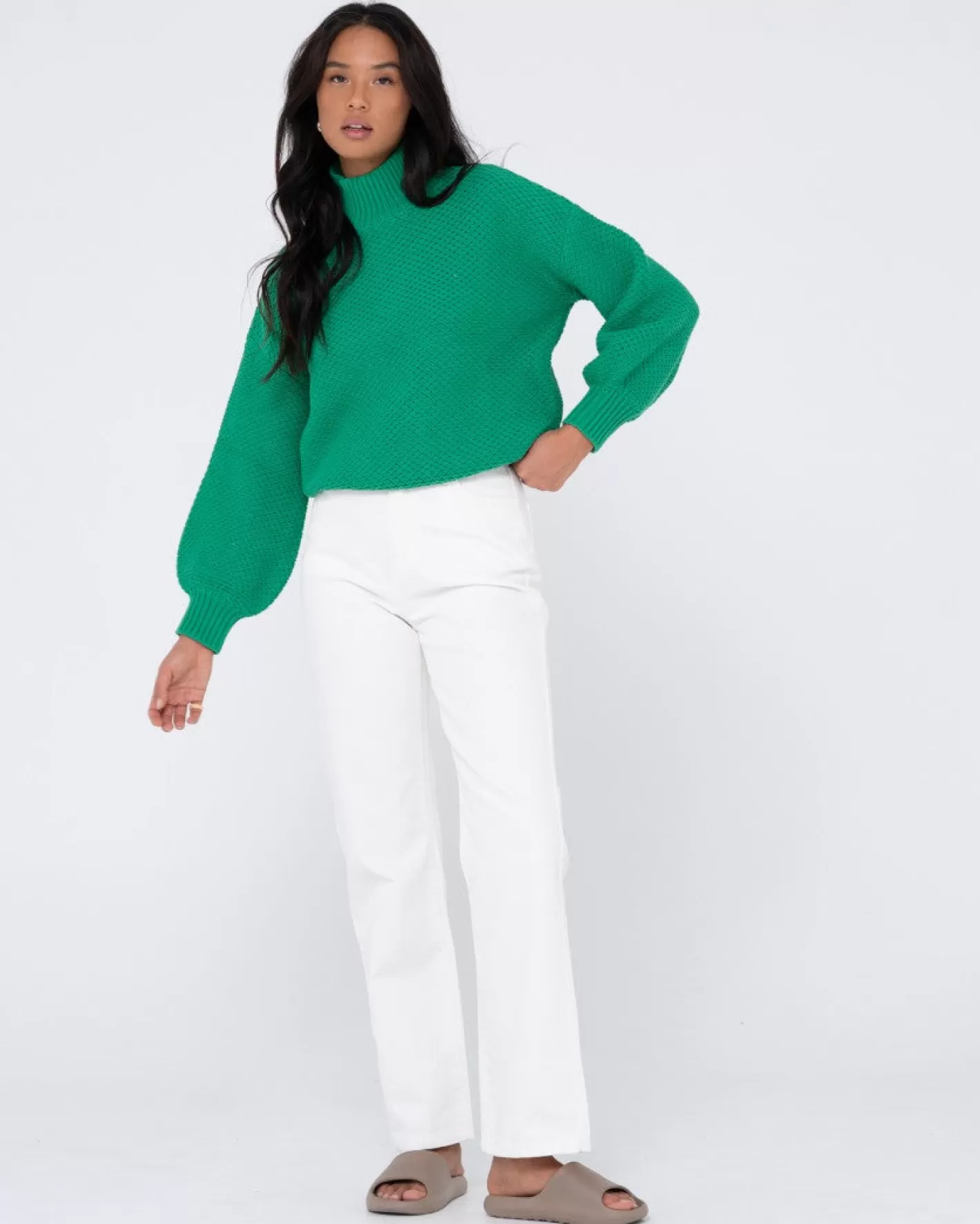 Mujer Rusty Jersey De Punto Grueso Y Relajado Con Cuello Simulado Marlow