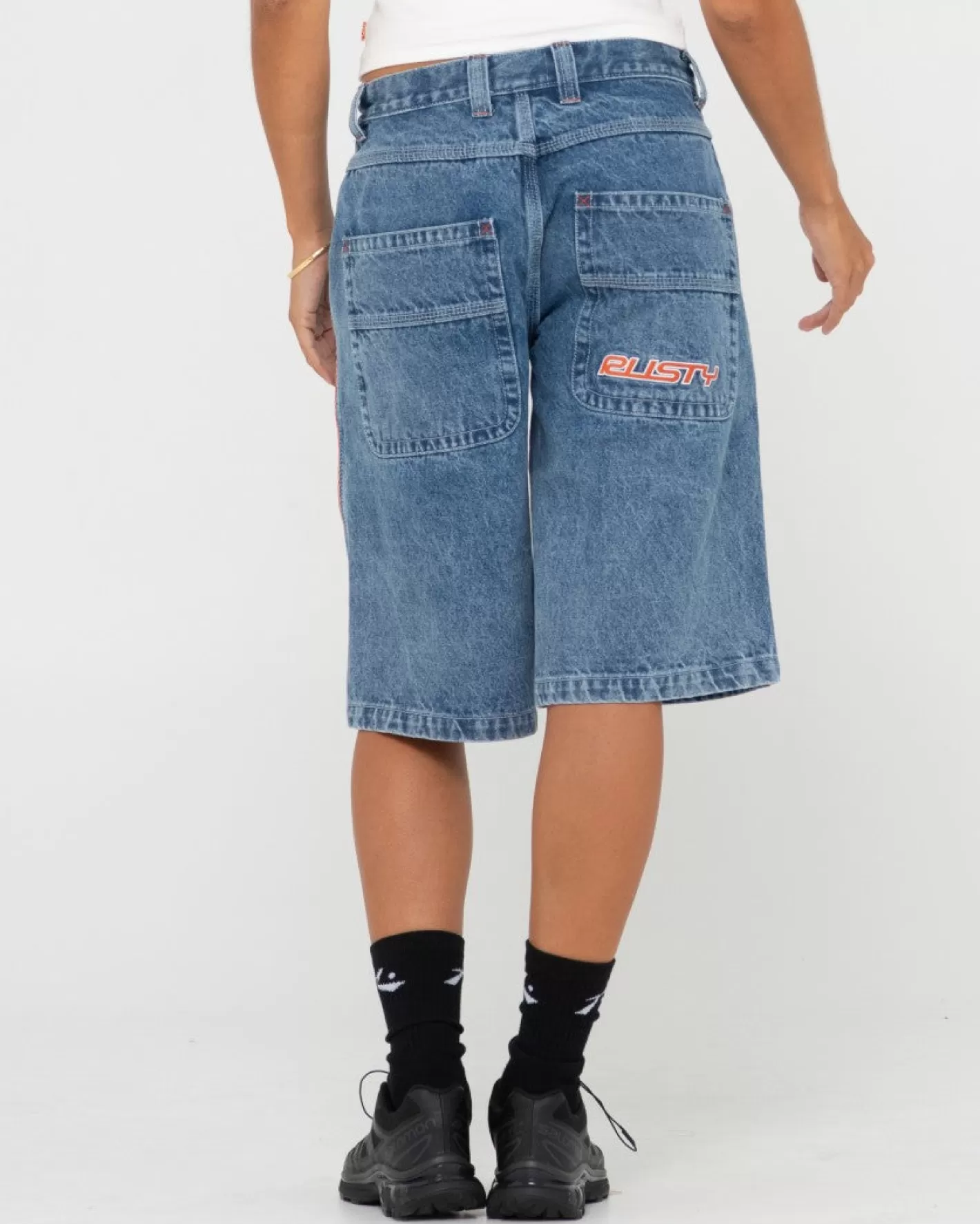 Mujer Rusty Jort Holgado De Talle Bajo Y Mama Larga