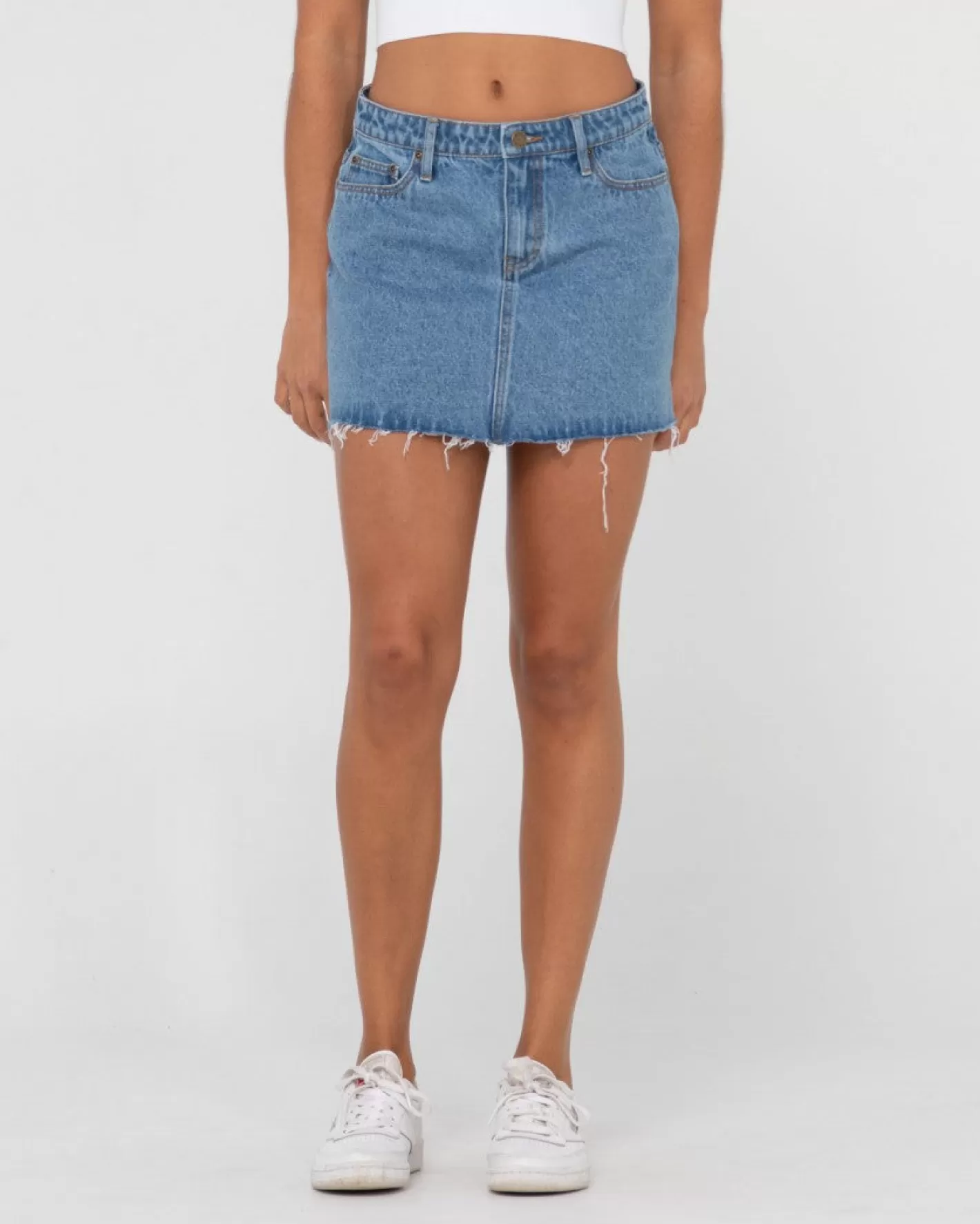 Mujer Rusty Minifalda Vaquera Celeste De Talle Bajo