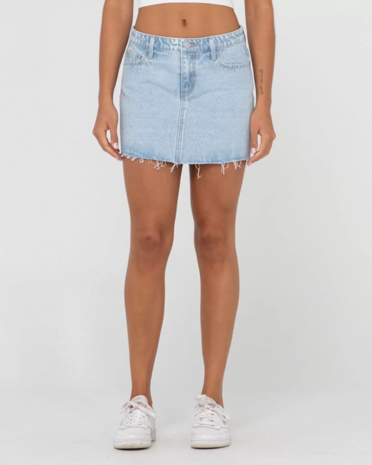 Mujer Rusty Minifalda Vaquera Celeste De Talle Bajo