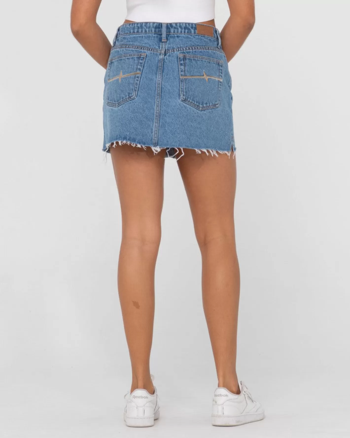 Mujer Rusty Minifalda Vaquera Celeste De Talle Bajo