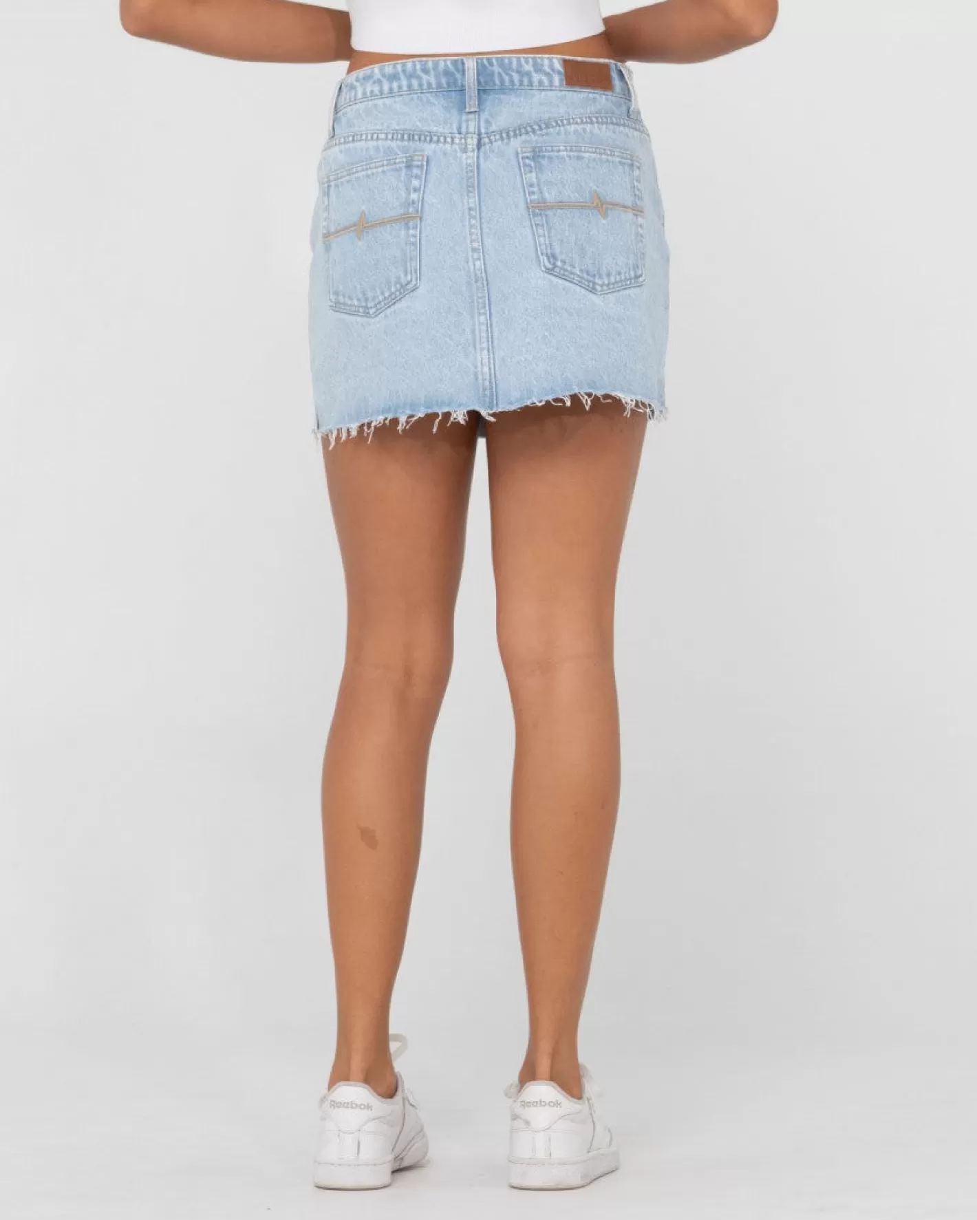 Mujer Rusty Minifalda Vaquera Celeste De Talle Bajo