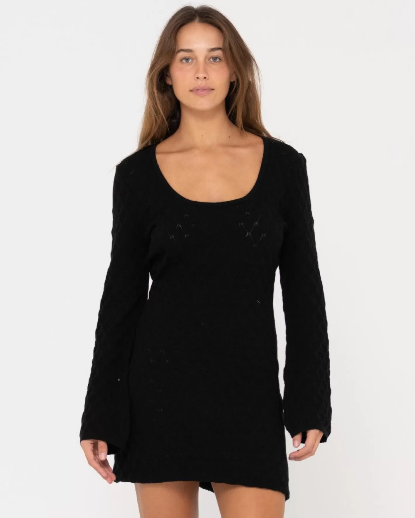 Mujer Rusty Minivestido Leo De Punto De Manga Larga