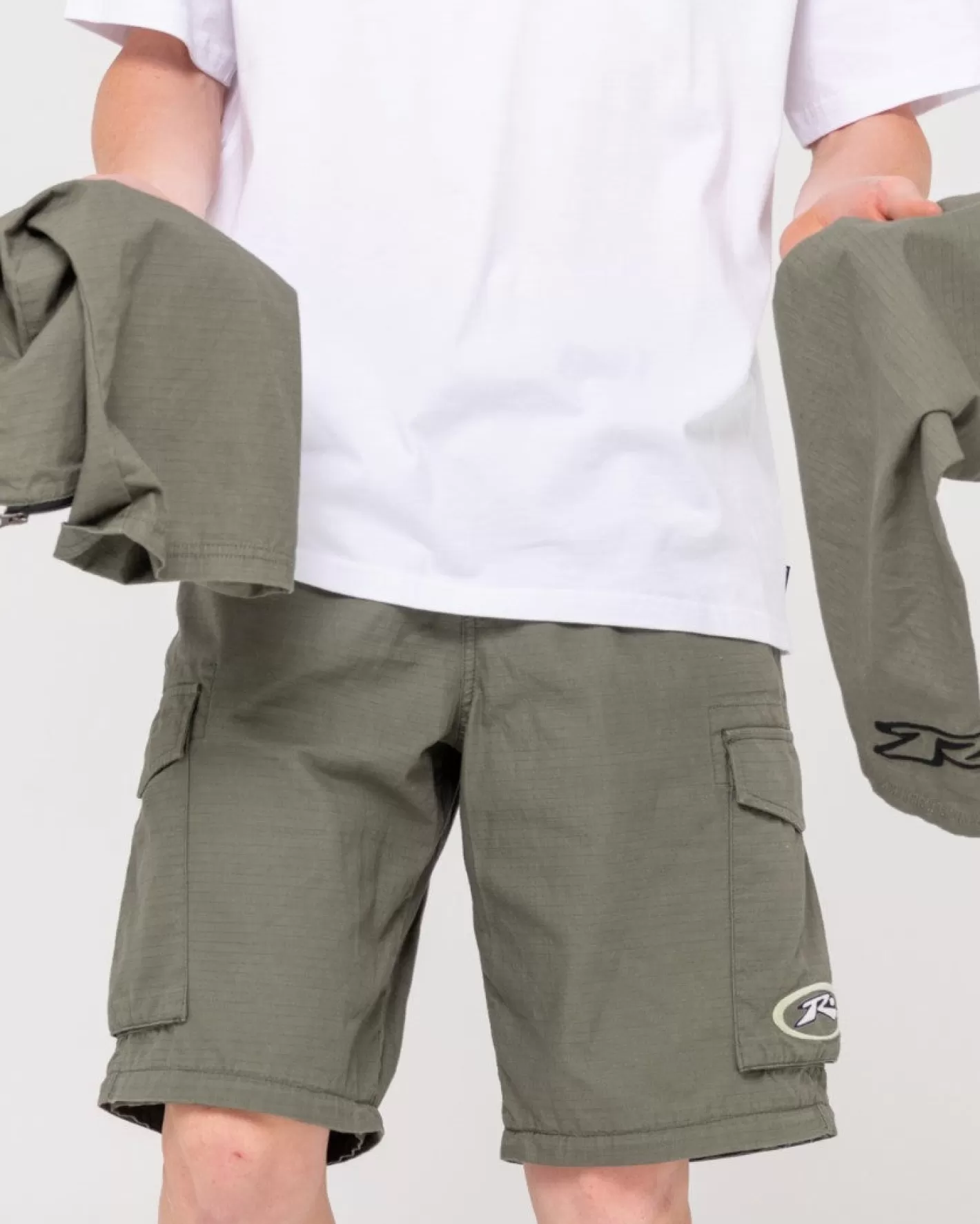 Hombre Rusty Pantalon Cargo Transformer Ripstop Con Cremallera