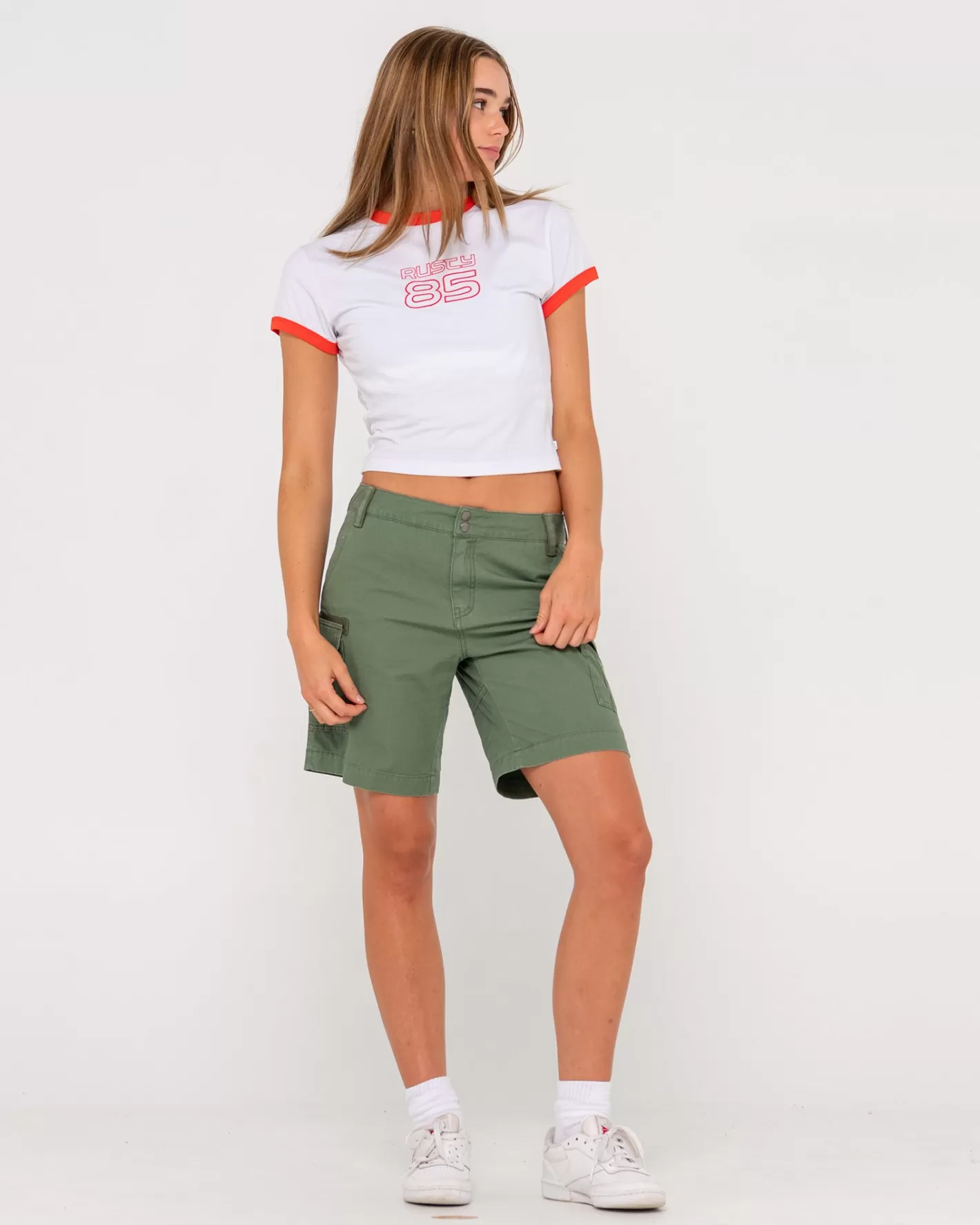 Mujer Rusty Pantalon Corto De Lona De Talle Bajo Cadet