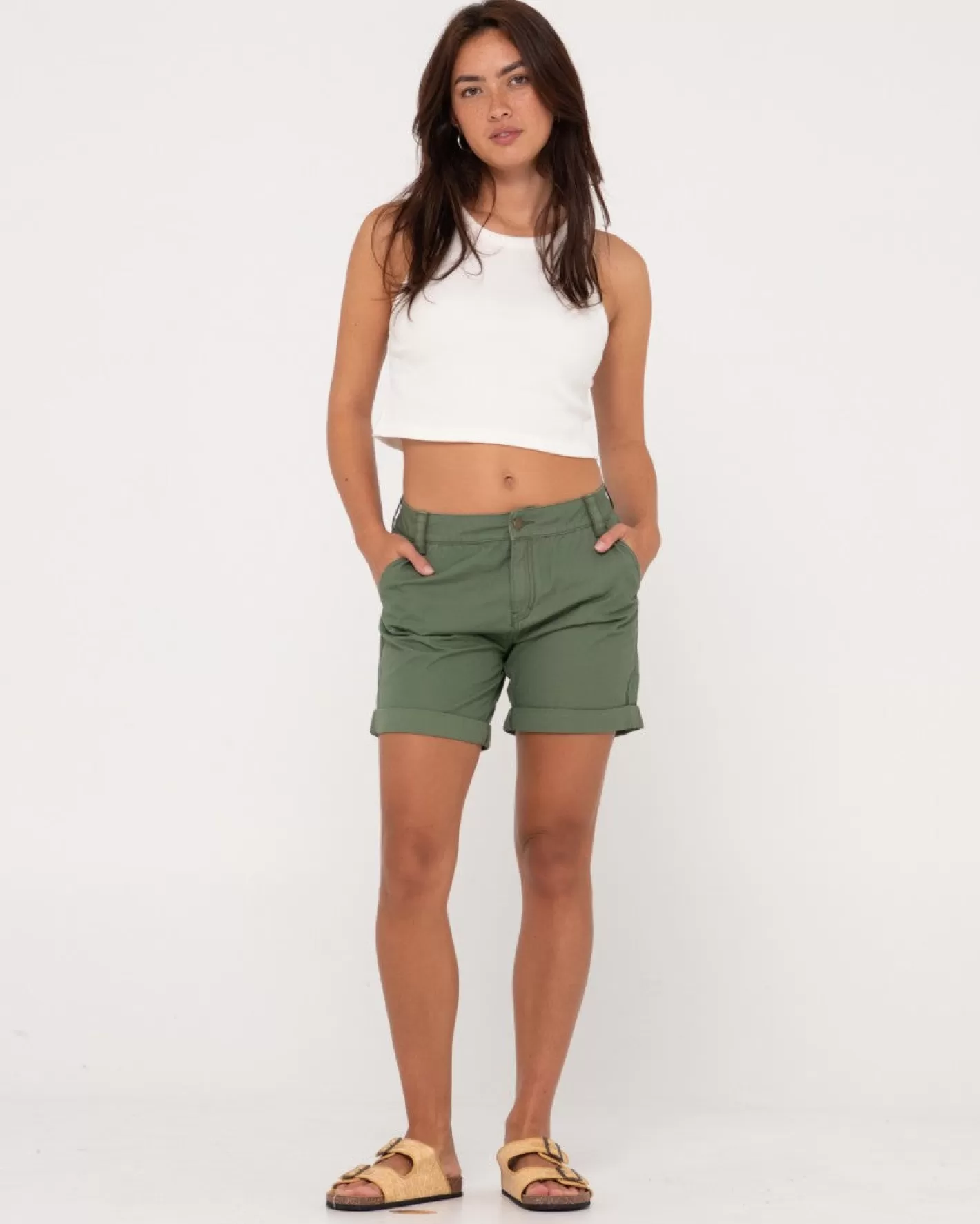 Mujer Rusty Pantalon Corto De Lona De Talle Bajo Cadet