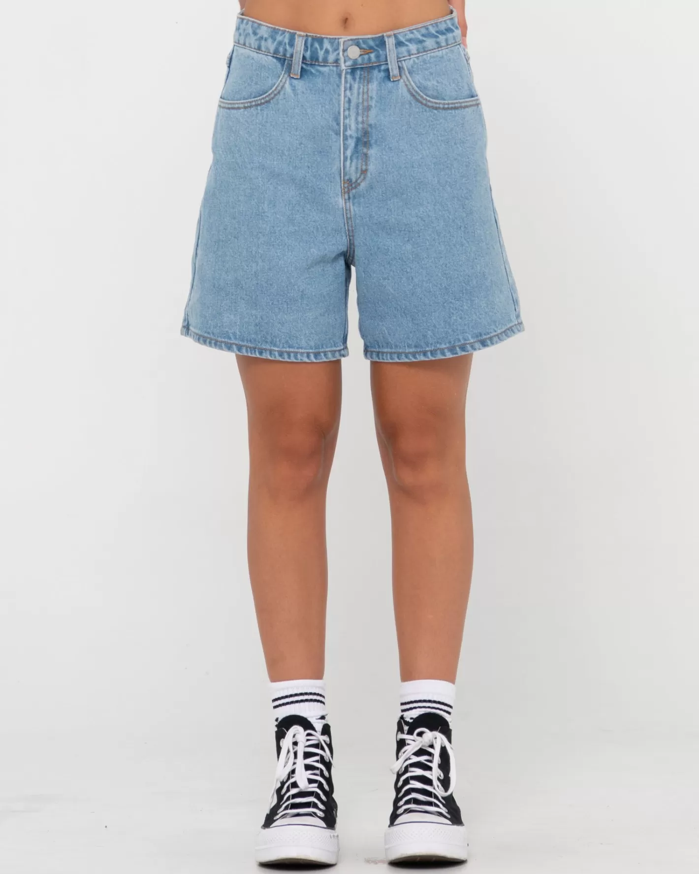 Mujer Rusty Pantalon Corto De Mezclilla De Talle Alto Chipre