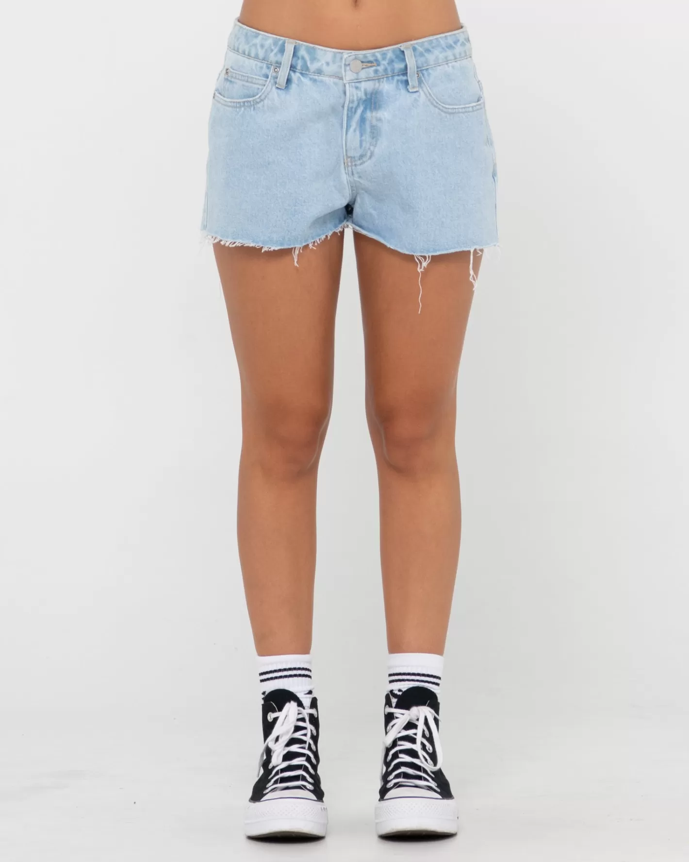 Mujer Rusty Pantalon Corto De Mezclilla Deshilachado De Talle Bajo Malta