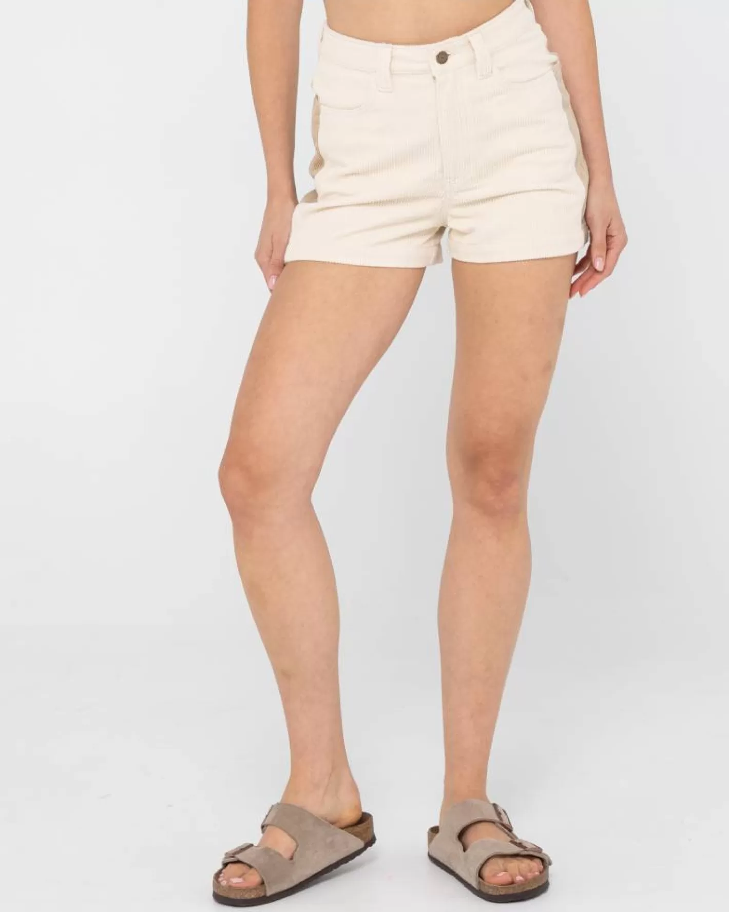 Mujer Rusty Pantalon Corto De Pana De Talle Alto Olivia