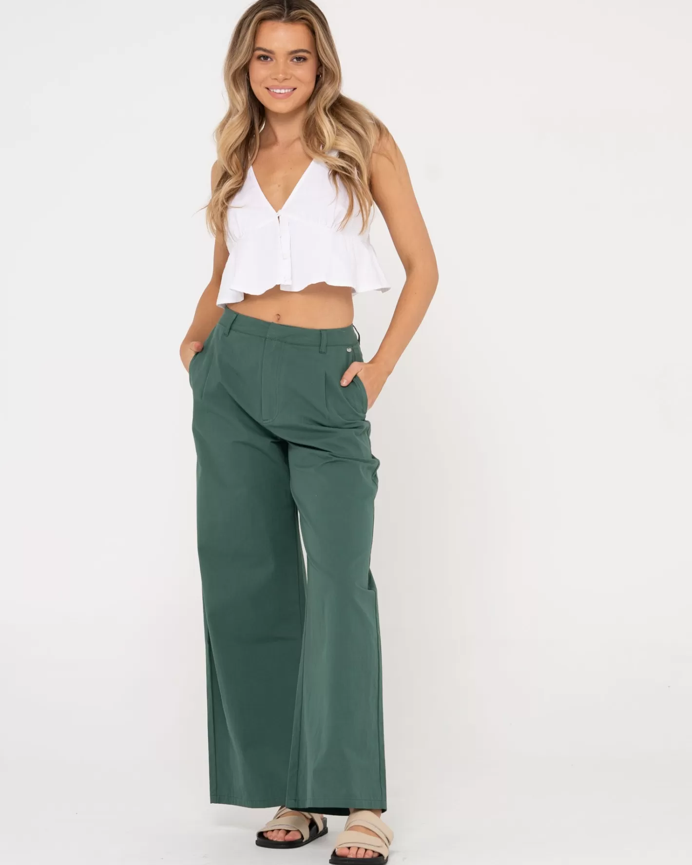 Mujer Rusty Pantalon De Corte Relajado Y Talle Alto Popsicle