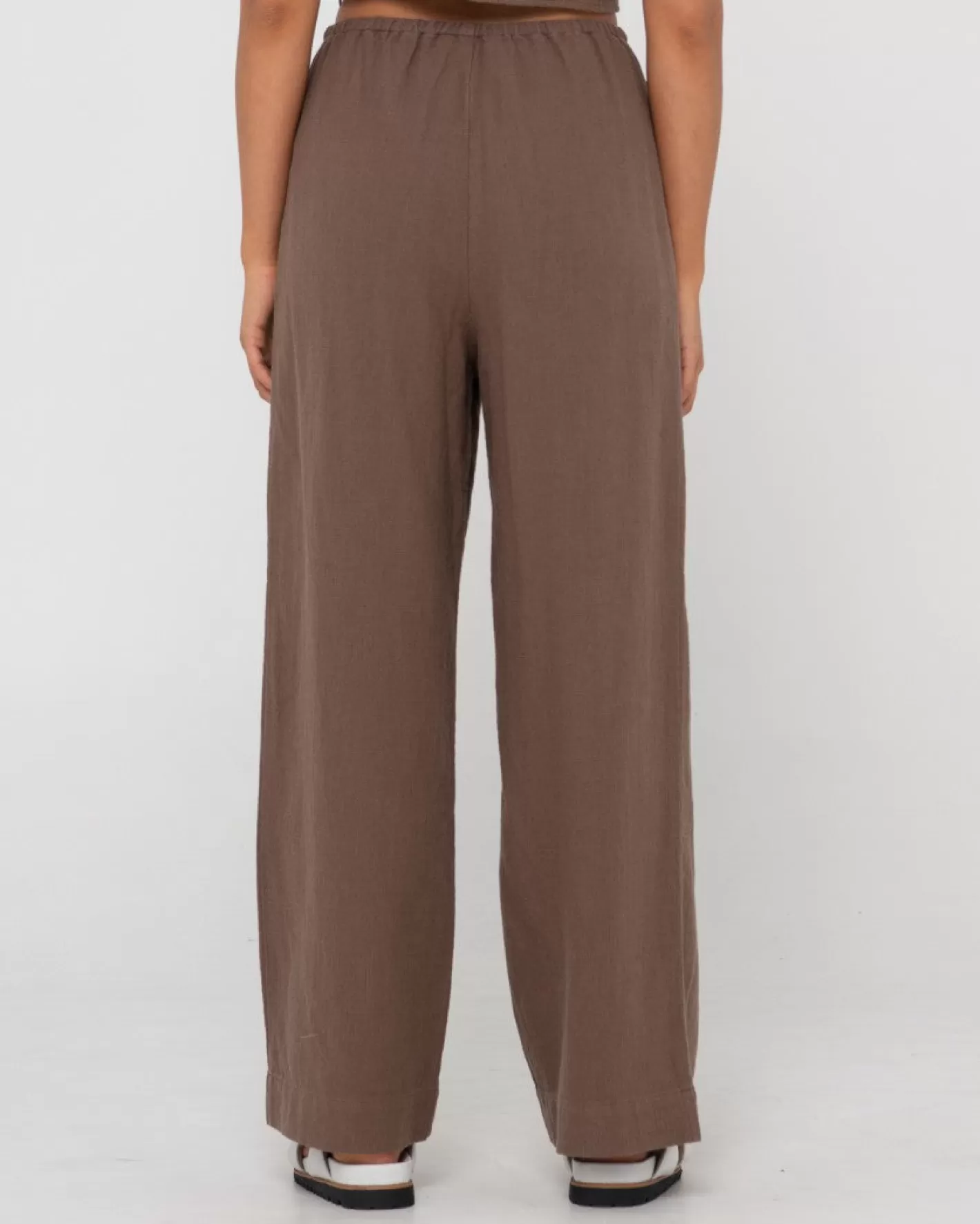 Mujer Rusty Pantalon De Lino De Corte Relajado Y Talle Alto Carolina