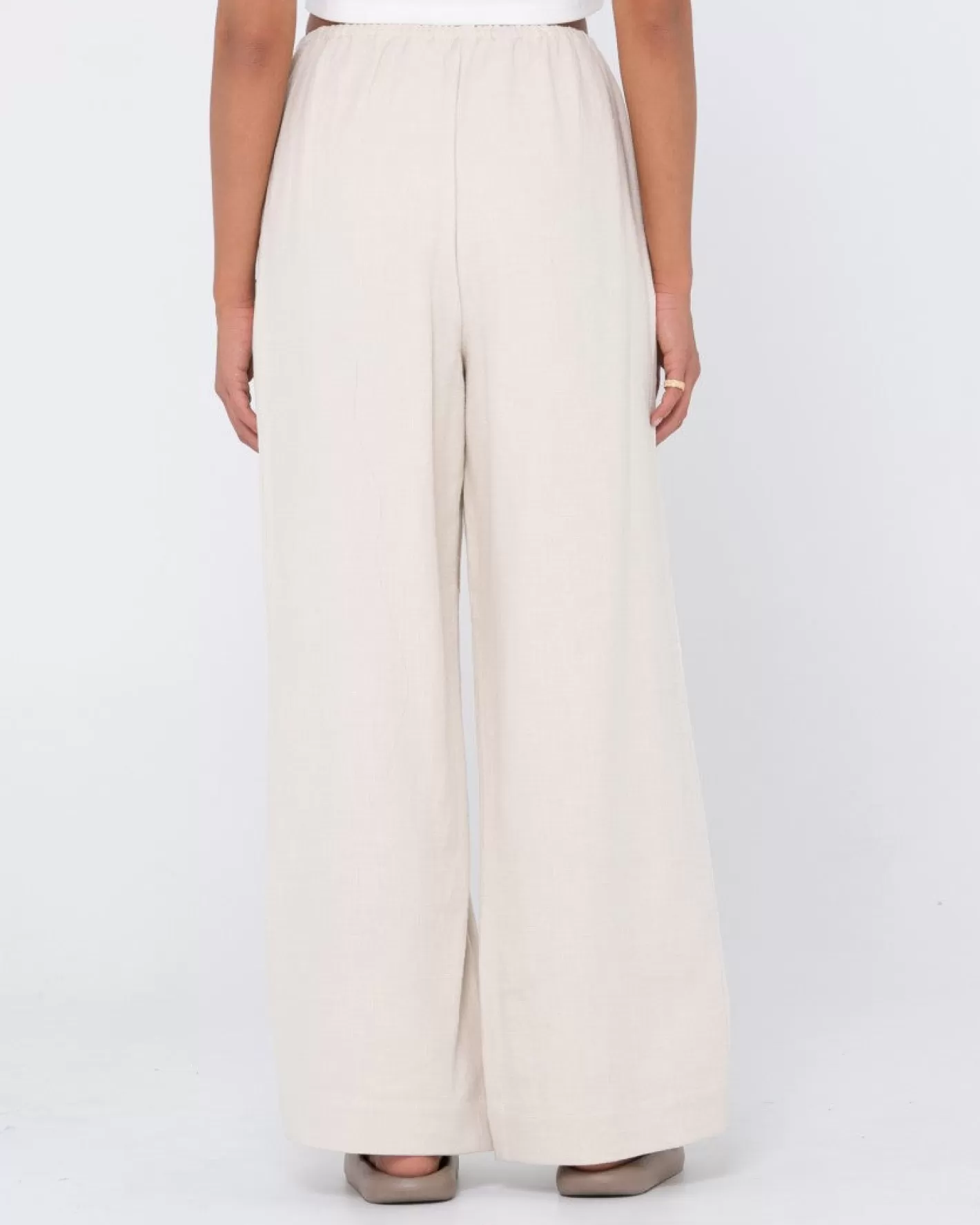 Mujer Rusty Pantalon De Lino De Corte Relajado Y Talle Alto Carolina