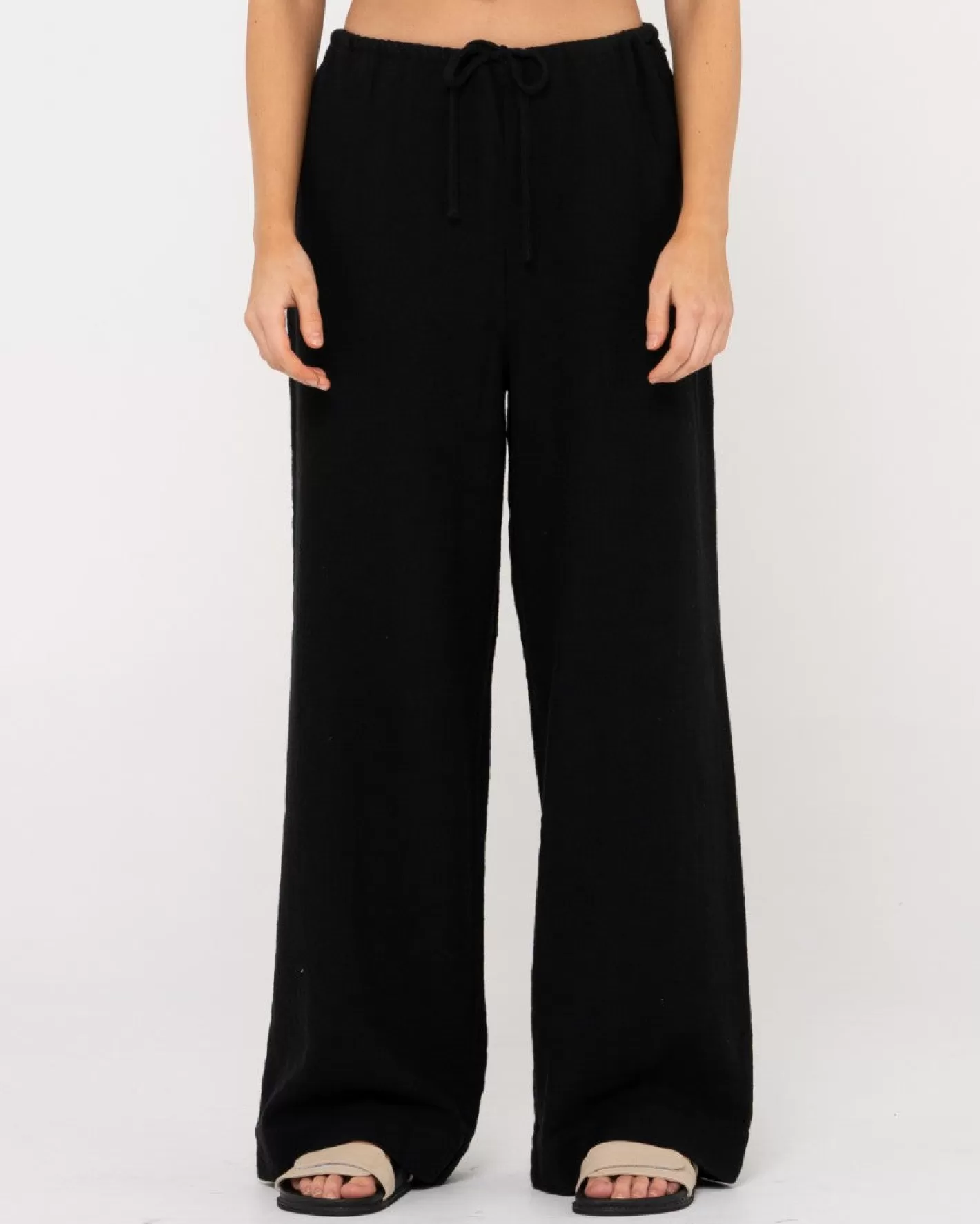 Mujer Rusty Pantalon De Lino De Corte Relajado Y Talle Alto Carolina