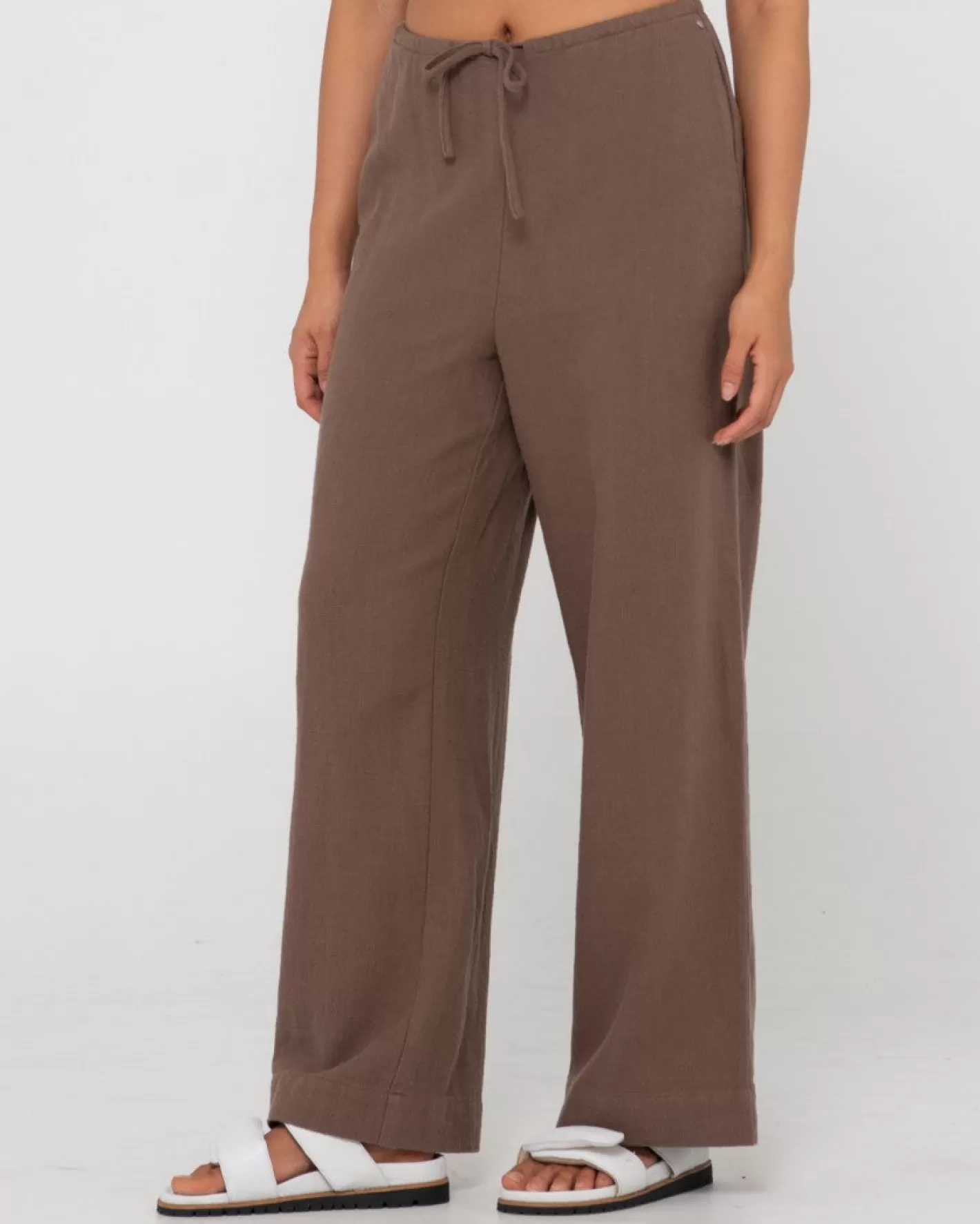 Mujer Rusty Pantalon De Lino De Corte Relajado Y Talle Alto Carolina