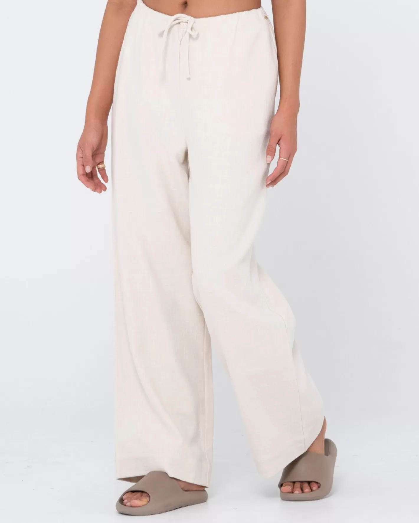 Mujer Rusty Pantalon De Lino De Corte Relajado Y Talle Alto Carolina