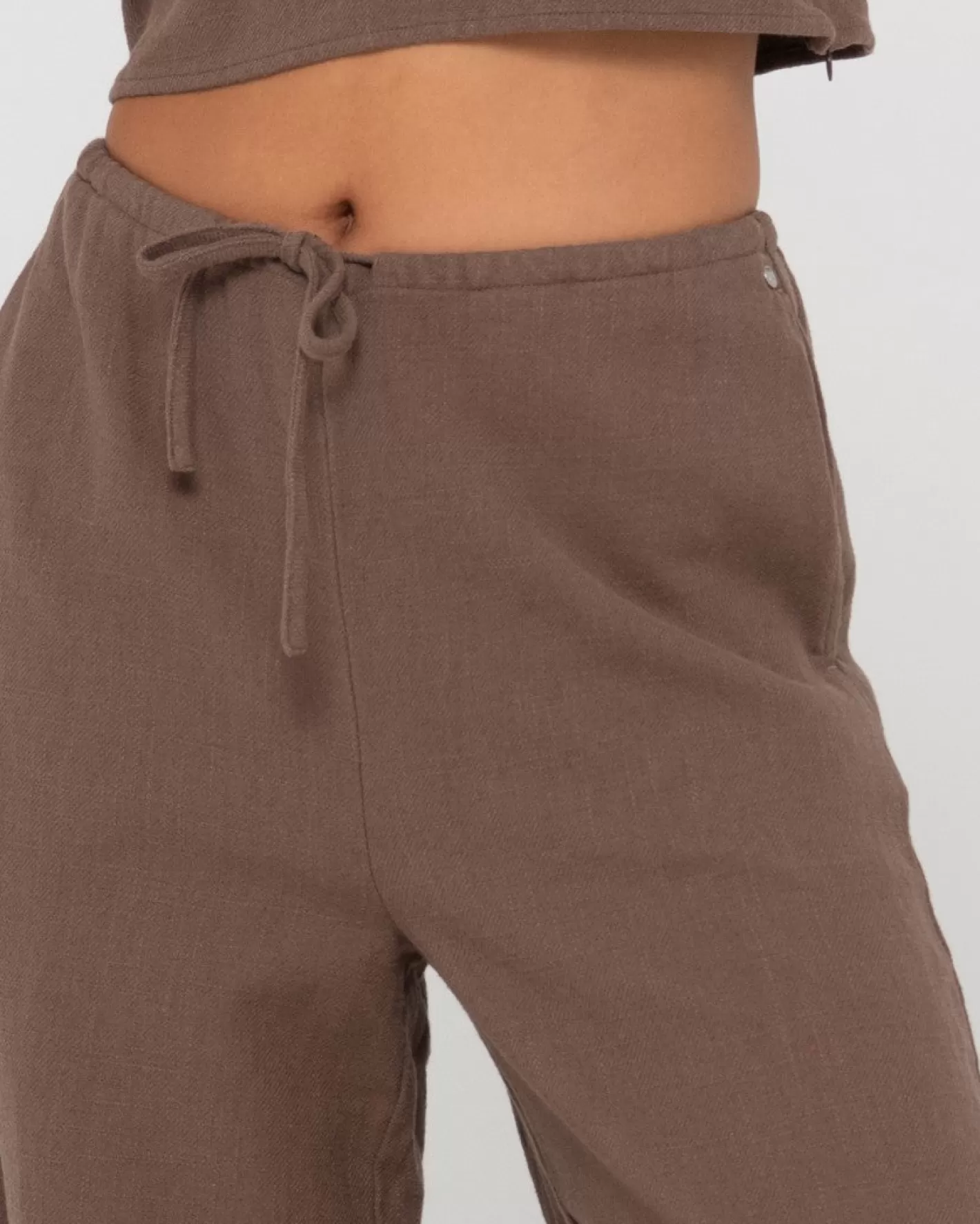 Mujer Rusty Pantalon De Lino De Corte Relajado Y Talle Alto Carolina