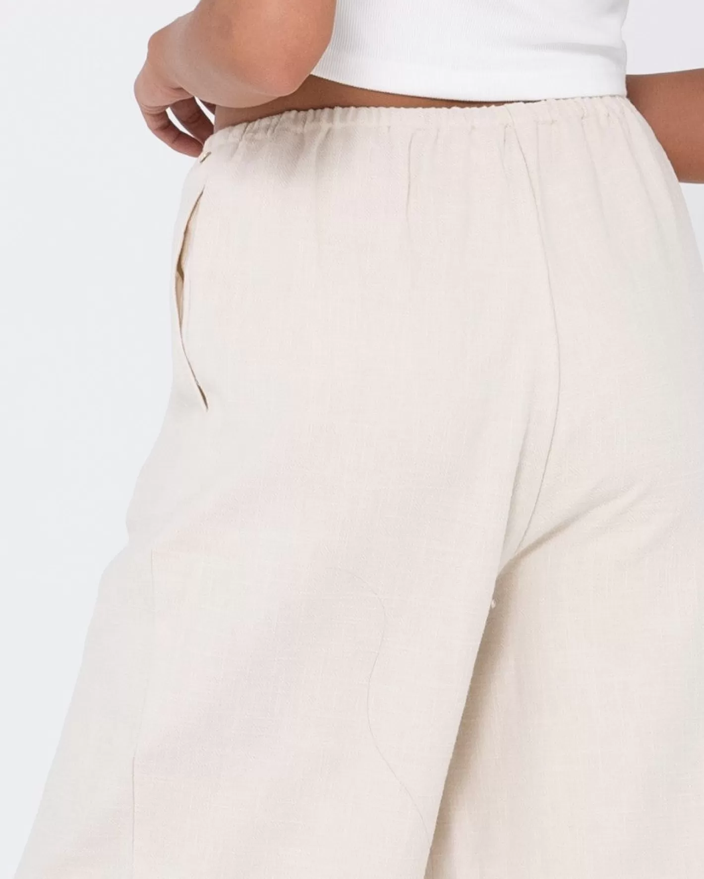 Mujer Rusty Pantalon De Lino De Corte Relajado Y Talle Alto Carolina