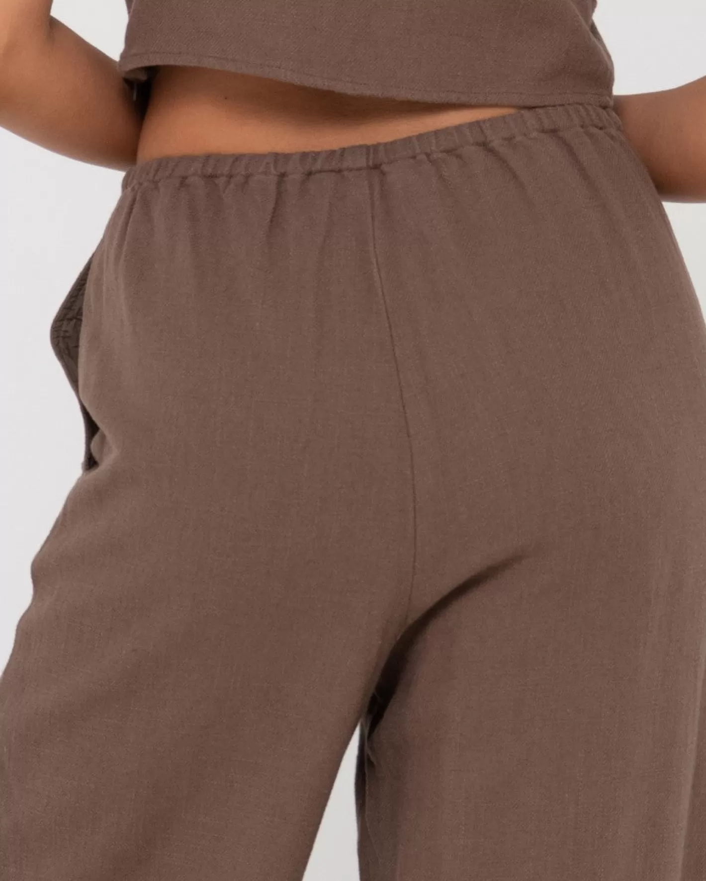 Mujer Rusty Pantalon De Lino De Corte Relajado Y Talle Alto Carolina