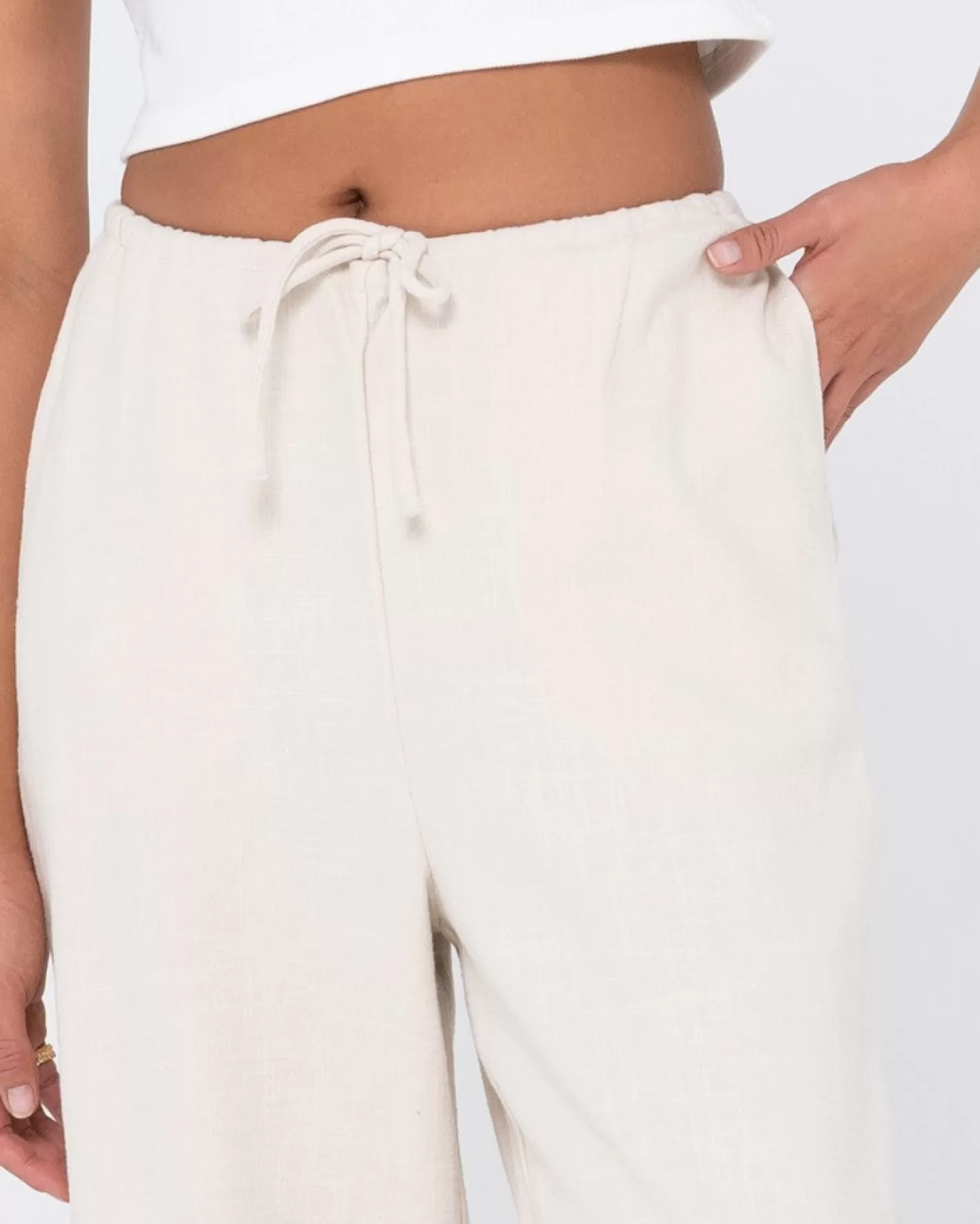 Mujer Rusty Pantalon De Lino De Corte Relajado Y Talle Alto Carolina