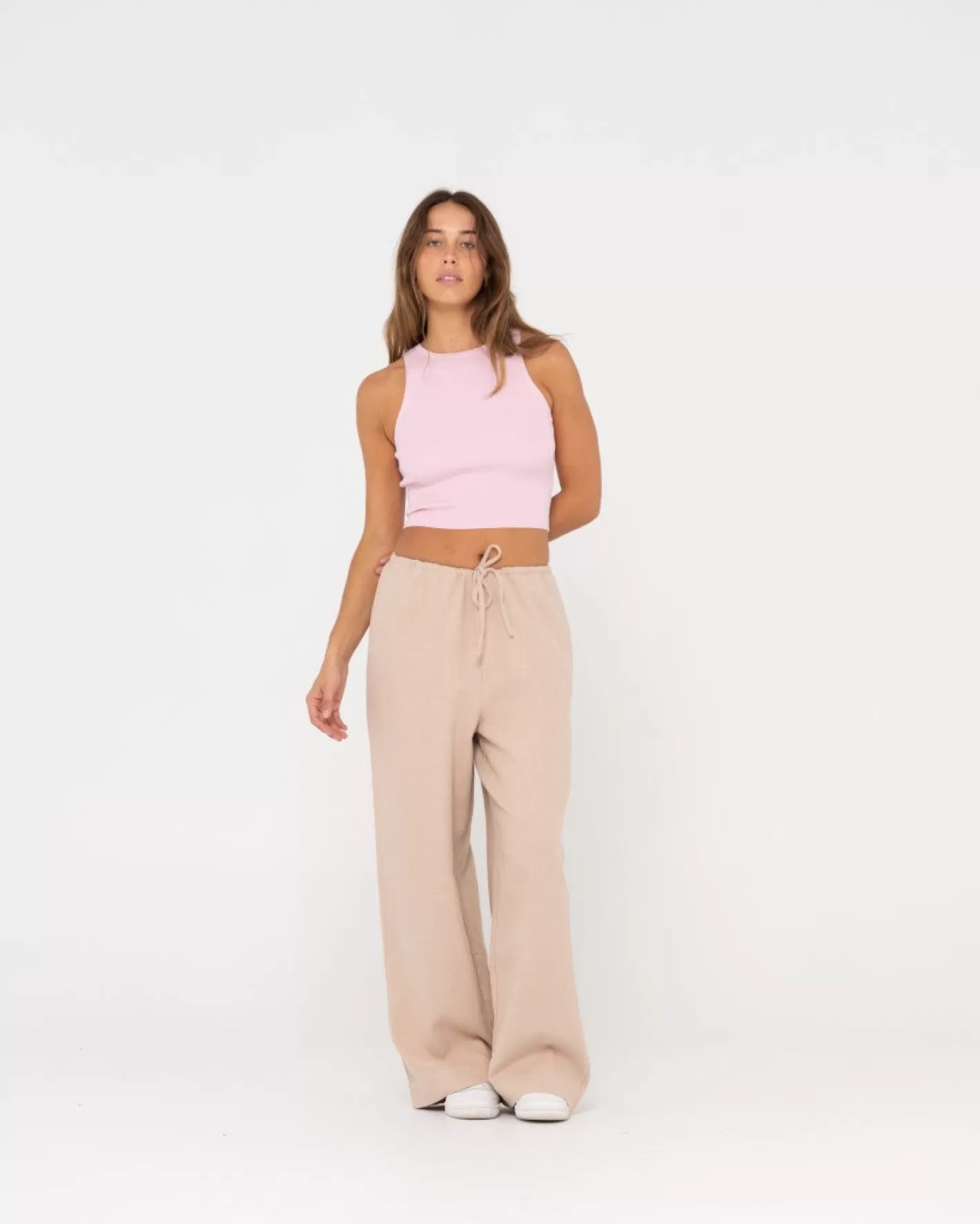 Mujer Rusty Pantalon De Lino De Corte Relajado Y Talle Alto Carolina