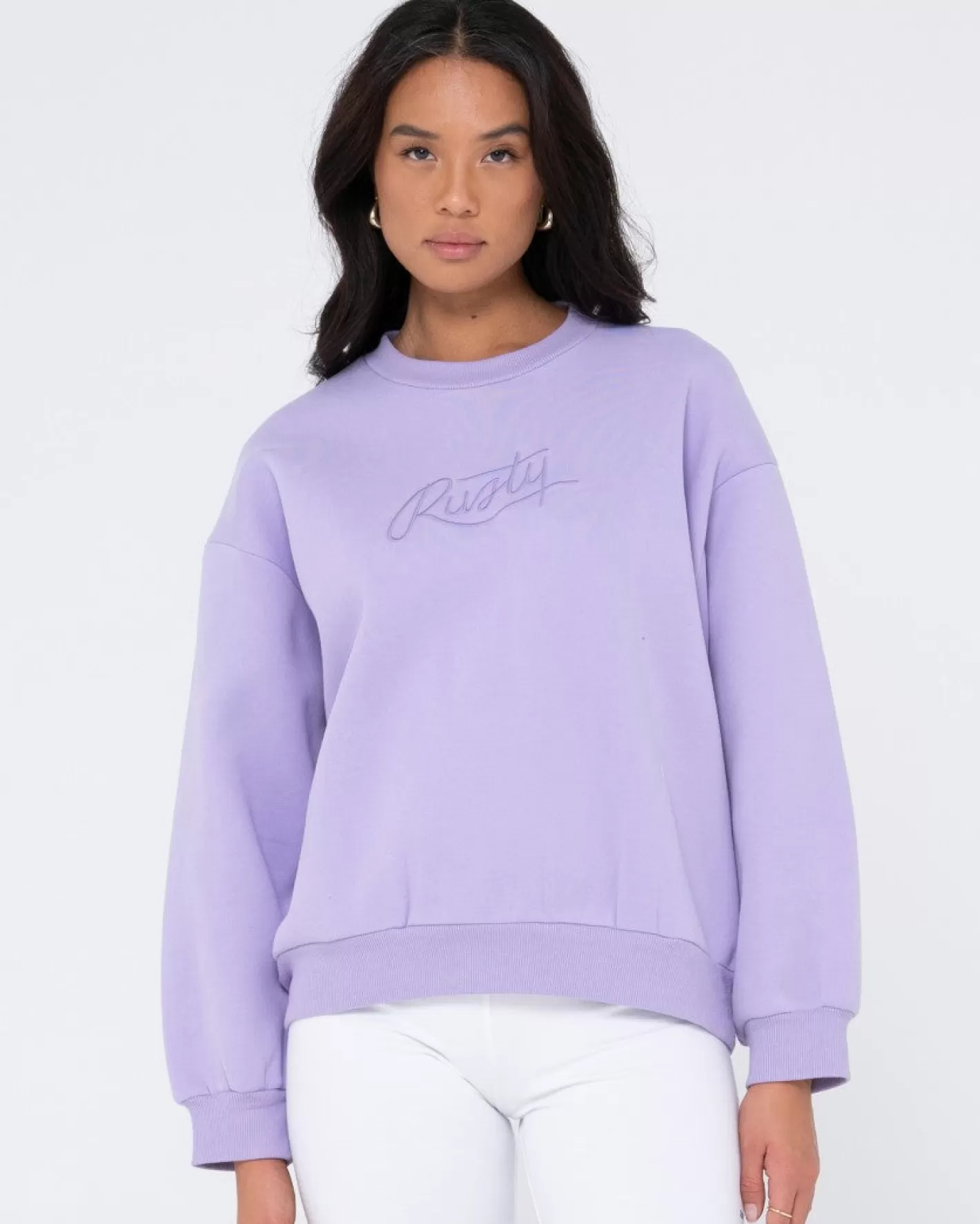 Mujer Rusty Polar Extragrande Con Cuello Redondo Y Texto
