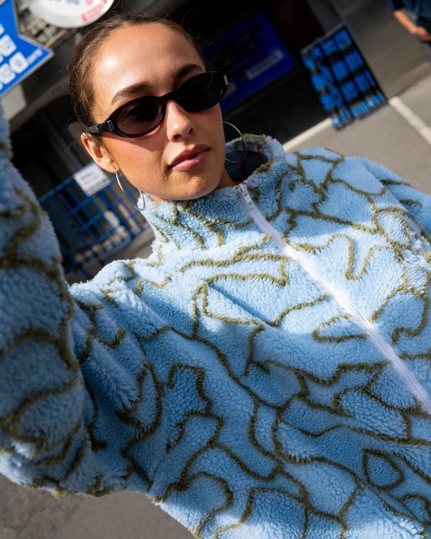 Mujer Rusty Polar Sherpa Con Cremallera Y Estampado Low Tides