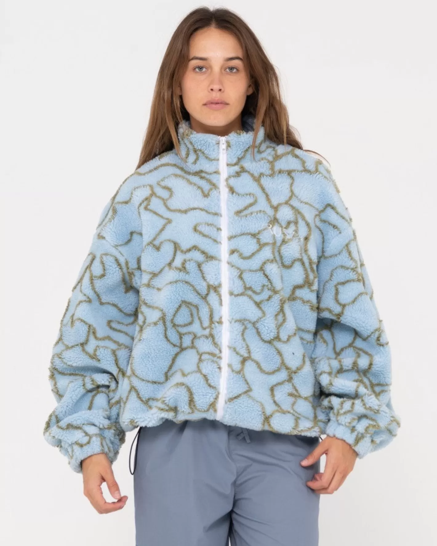Mujer Rusty Polar Sherpa Con Cremallera Y Estampado Low Tides