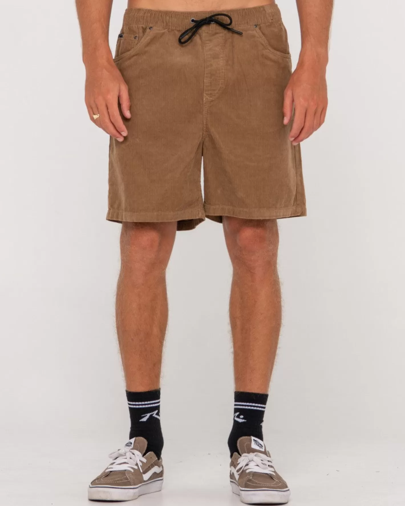 Hombre Rusty Rifts 14 Wale Pantalon Corto De Cordon Elastico Con Lavado Vintage