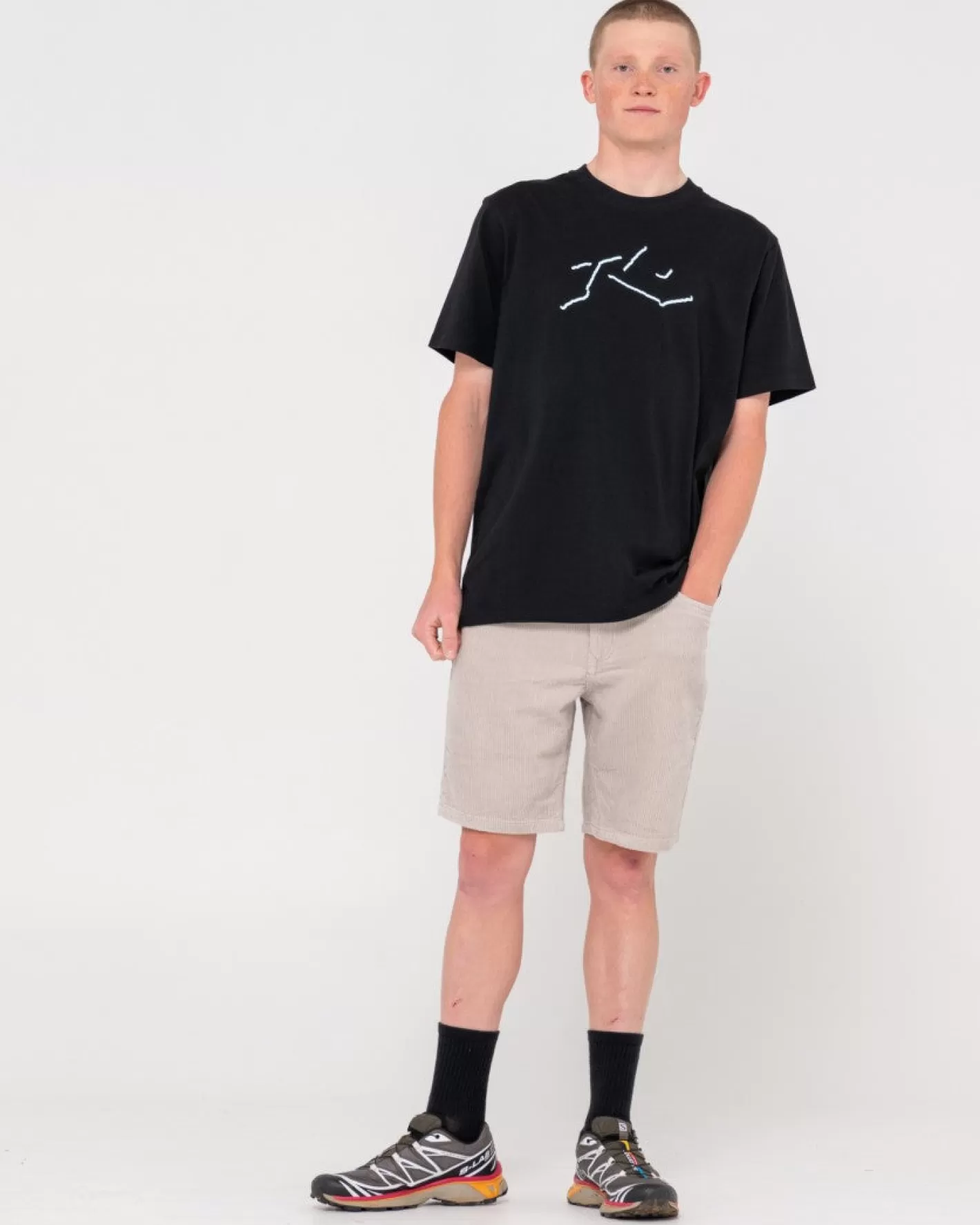 Hombre Rusty Rifts Pantalon Corto De Pana Con Lavado Vintage Y 5 Bolsillos