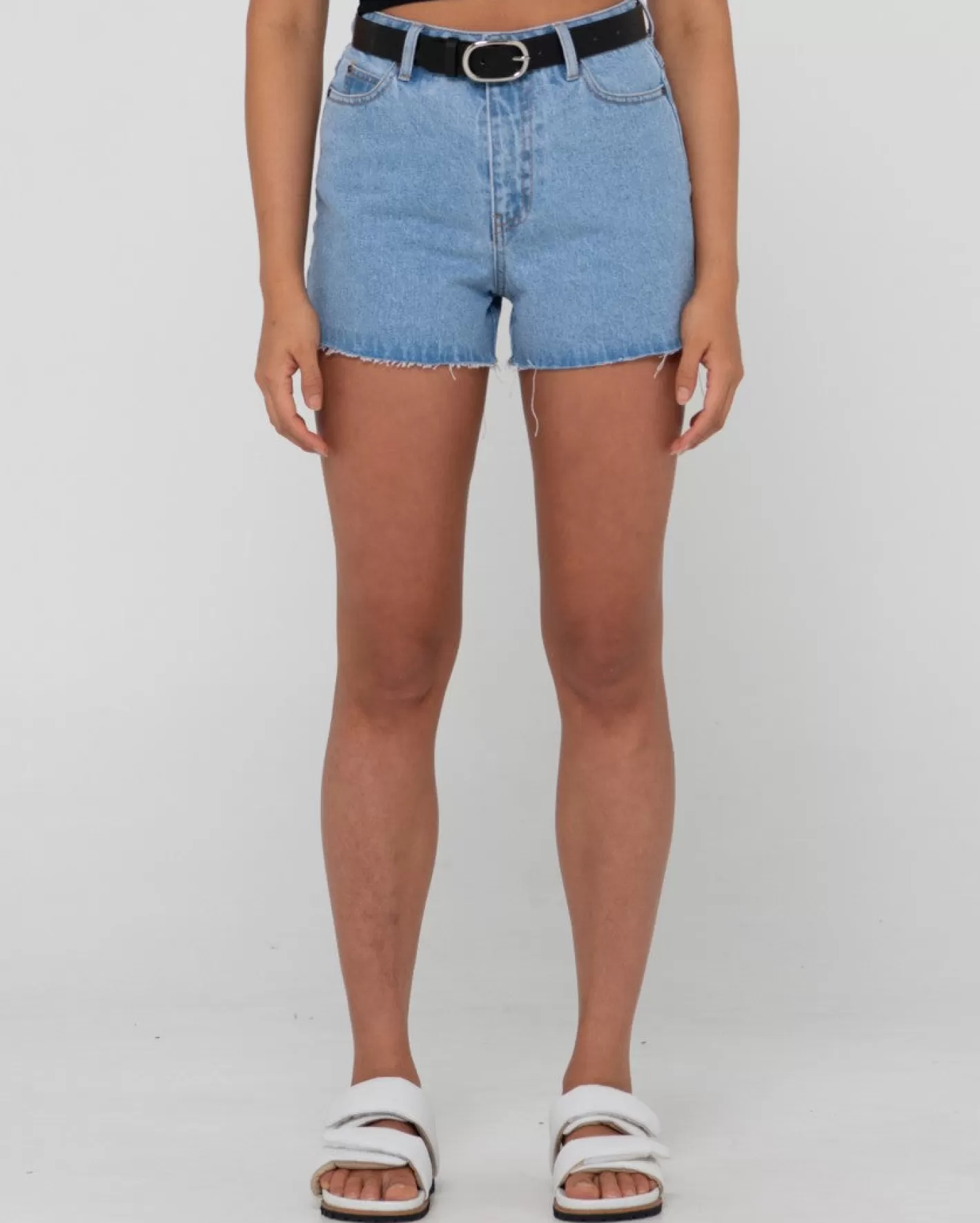 Mujer Rusty Shorts Vaqueros Deshilachados De Talle Alto Malta