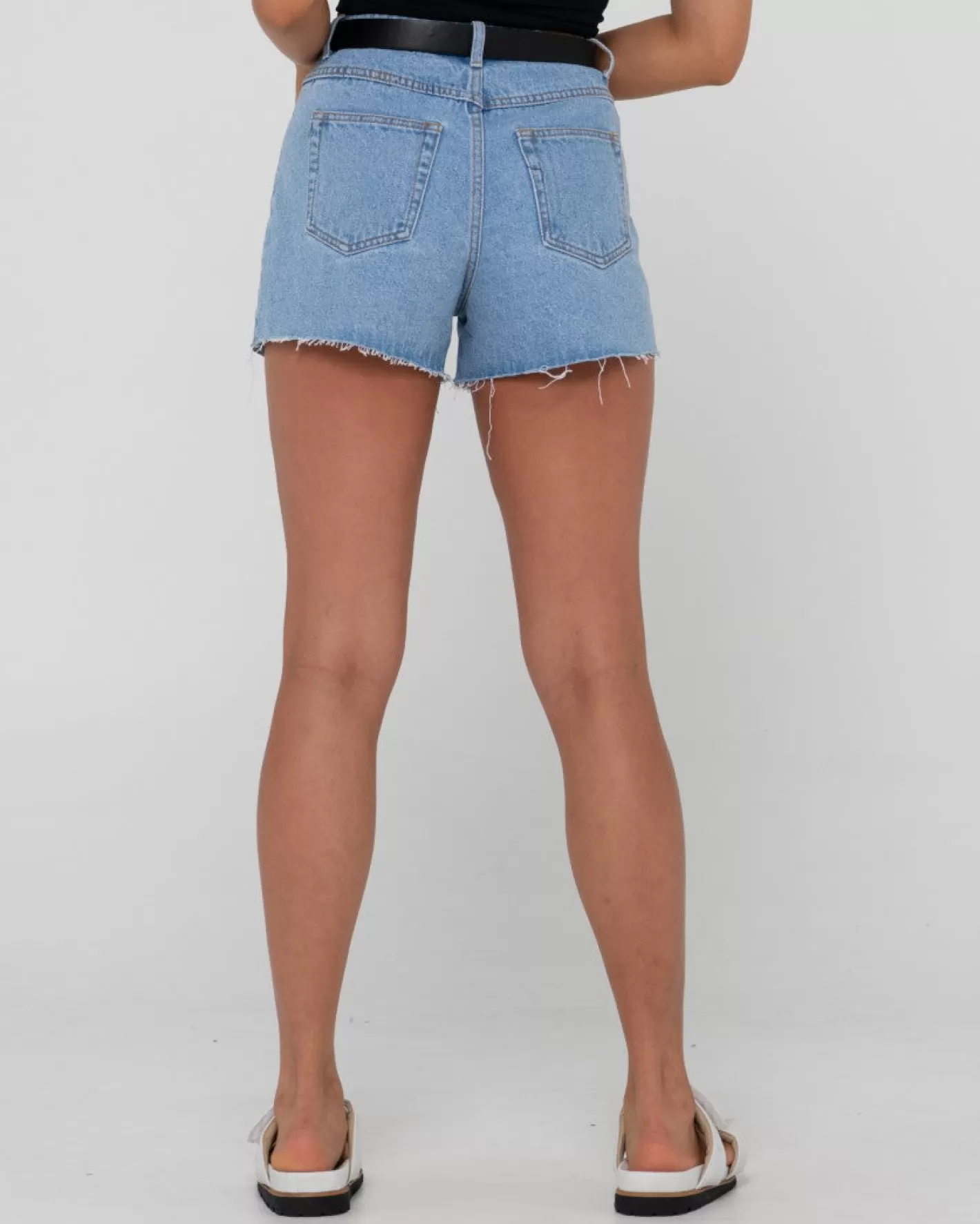 Mujer Rusty Shorts Vaqueros Deshilachados De Talle Alto Malta