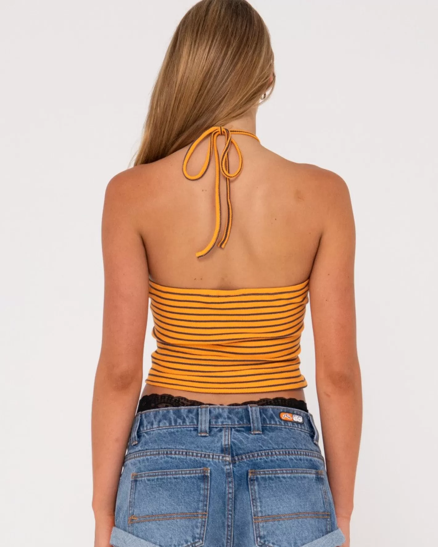 Mujer Rusty Top Con Cuello Halter A Rayas Emma