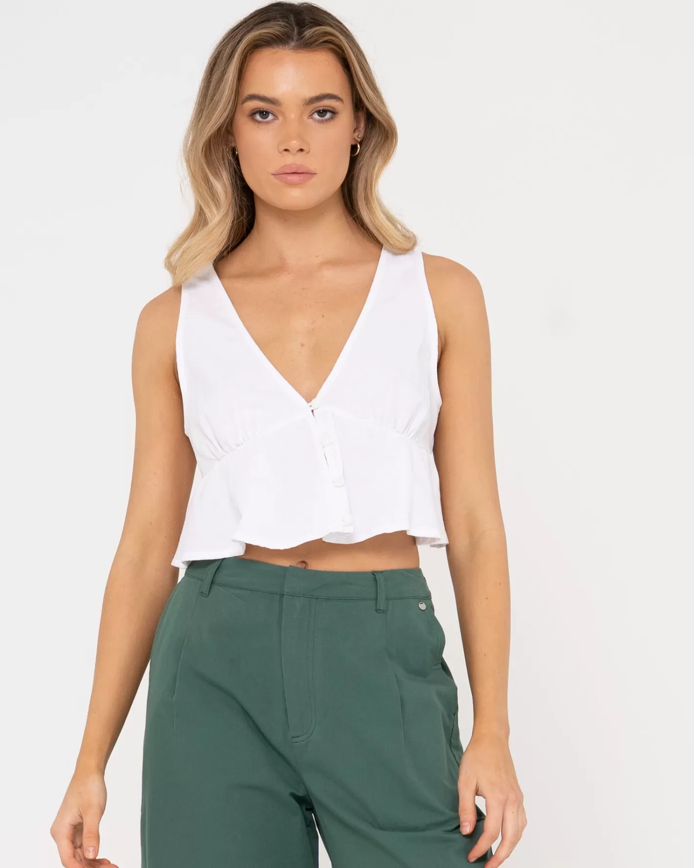 Mujer Rusty Top Corto Con Botones Matilda