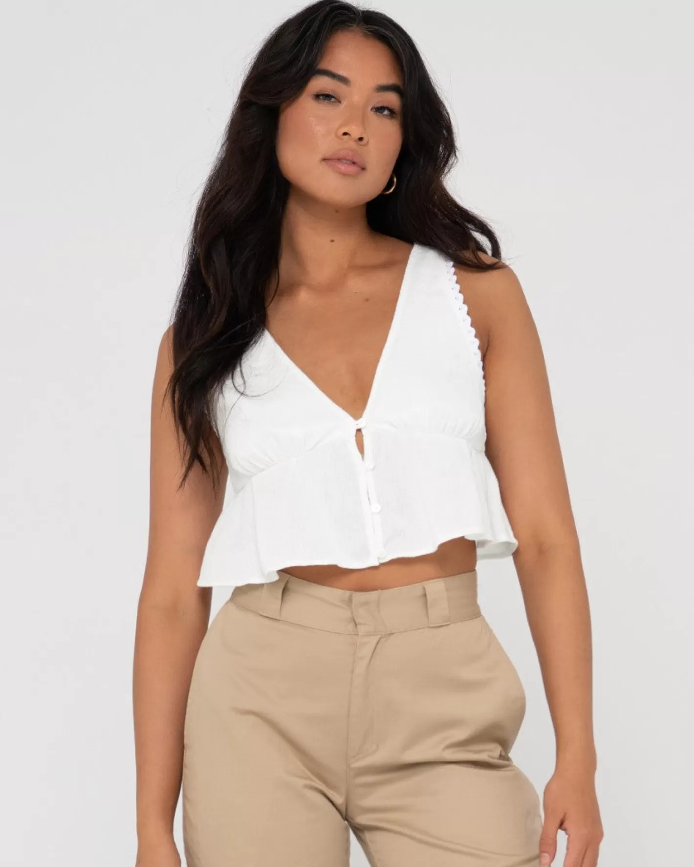 Mujer Rusty Top Corto Con Cuello En V Coco