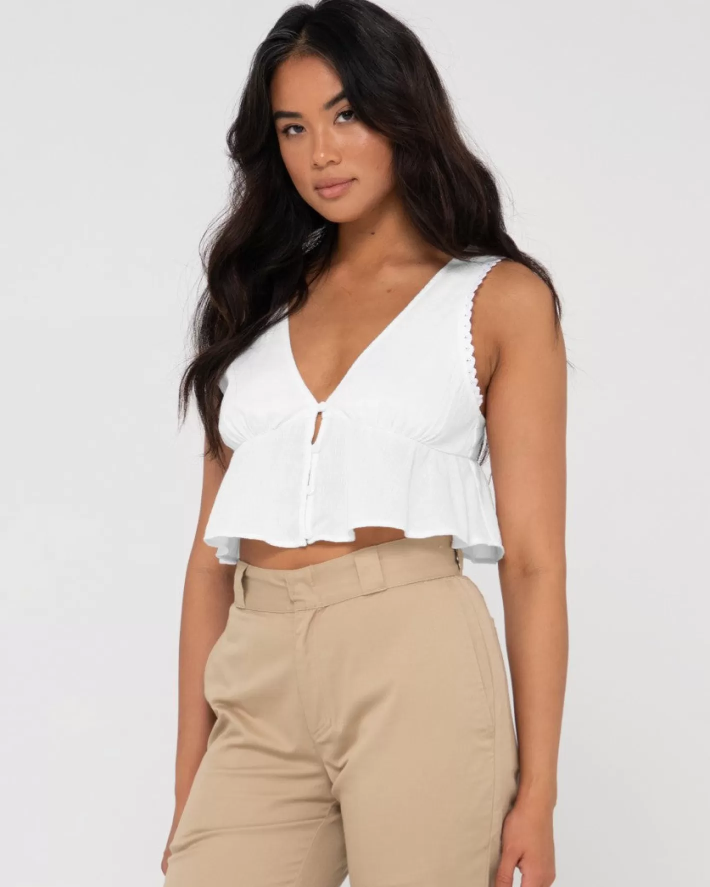 Mujer Rusty Top Corto Con Cuello En V Coco