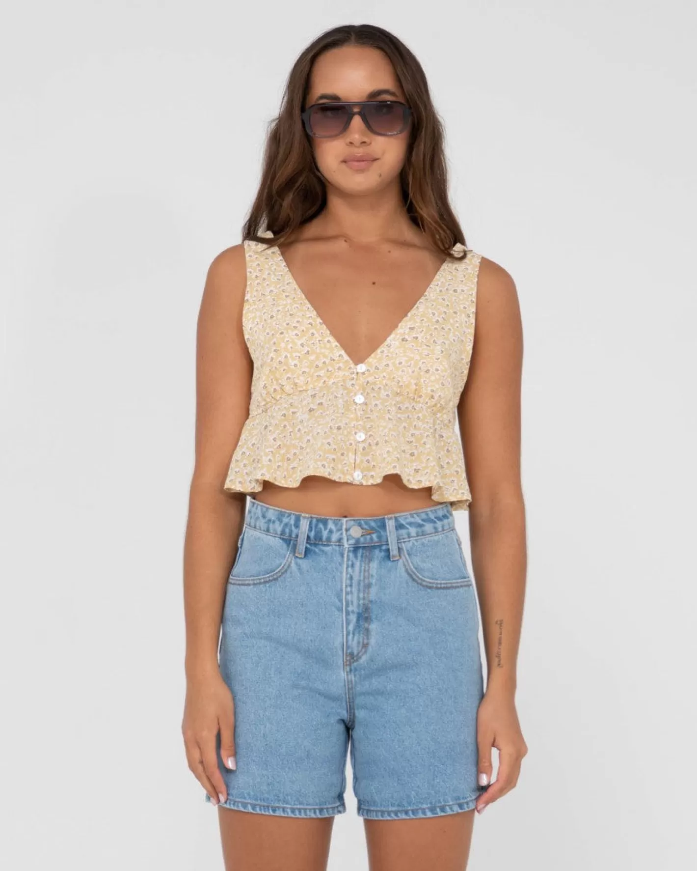 Mujer Rusty Top Corto Con Estampado Floral Magnolia