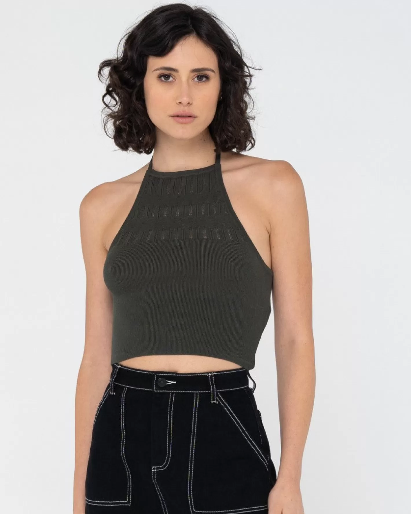 Mujer Rusty Top Corto De Punto Con Cuello Halter Laura