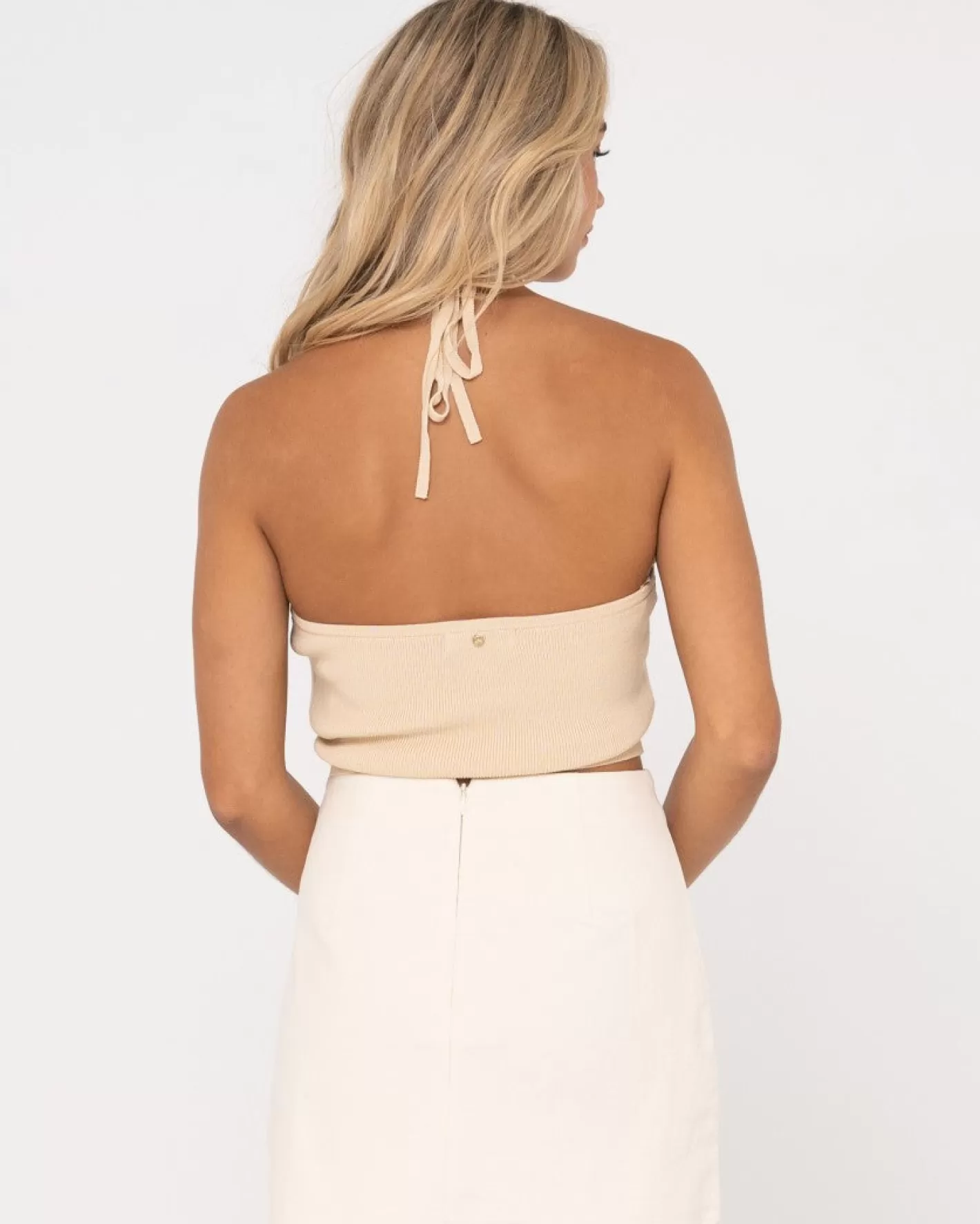 Mujer Rusty Top Corto De Punto Con Cuello Halter Laura