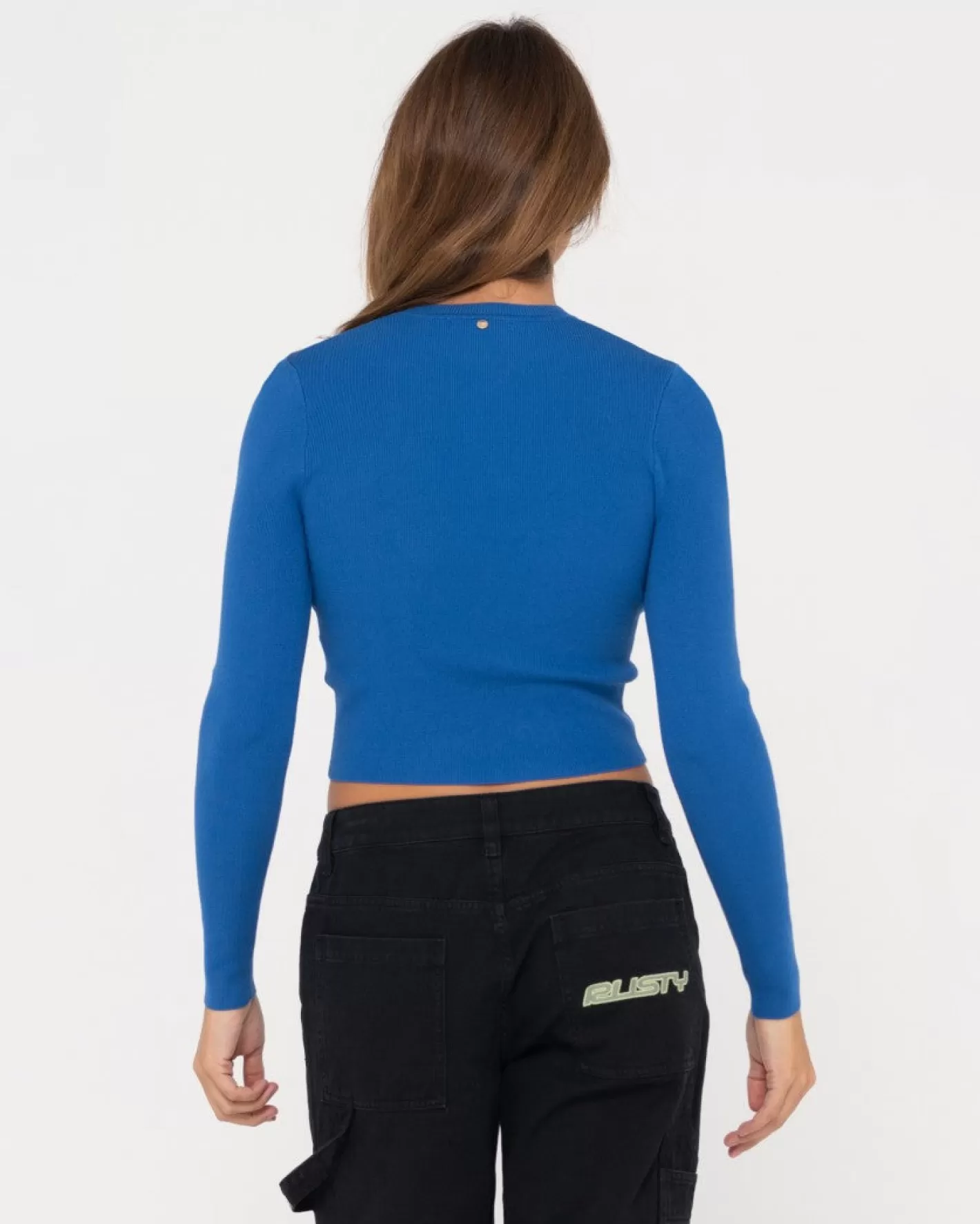 Mujer Rusty Top Corto De Punto De Manga Larga Amelia