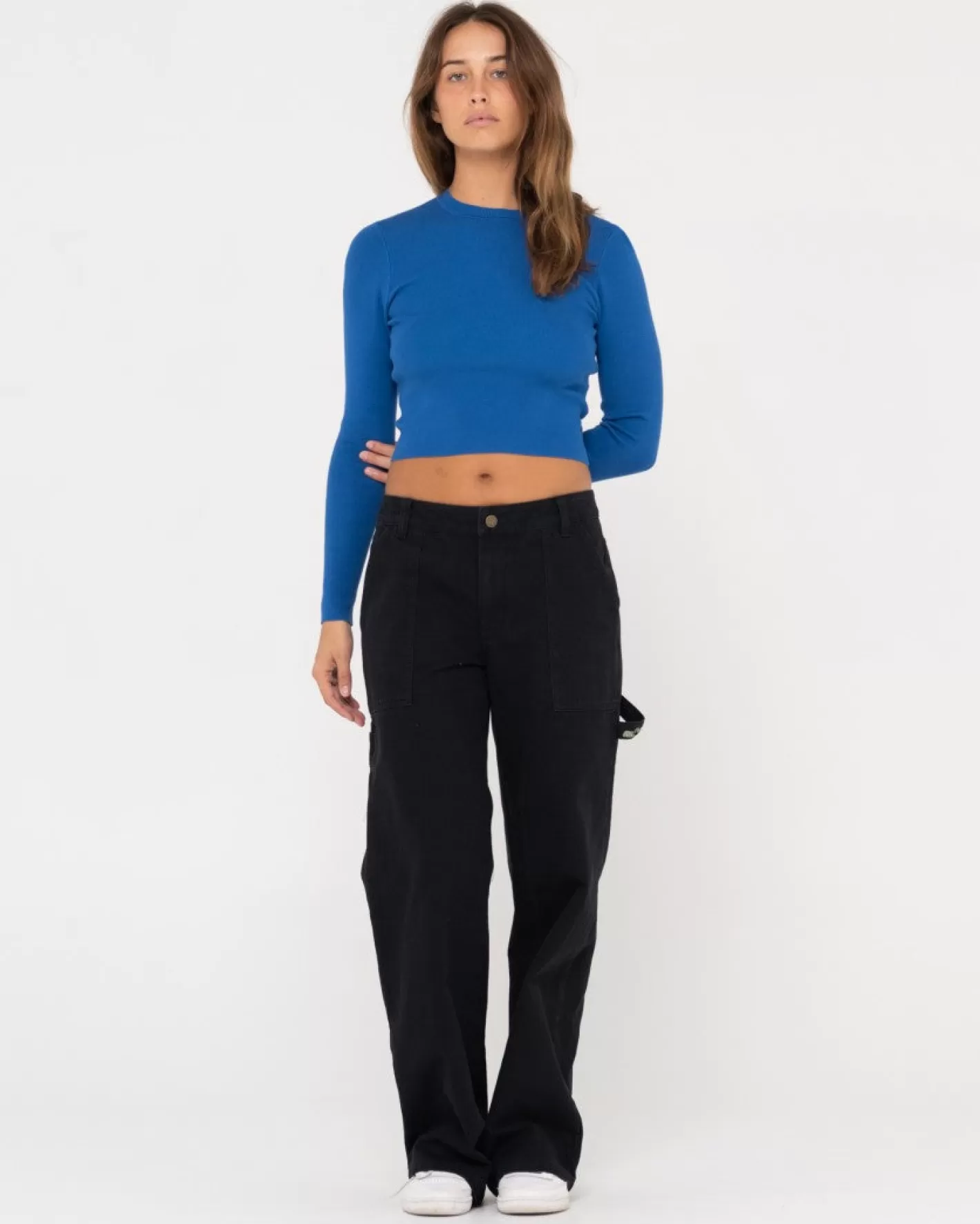 Mujer Rusty Top Corto De Punto De Manga Larga Amelia