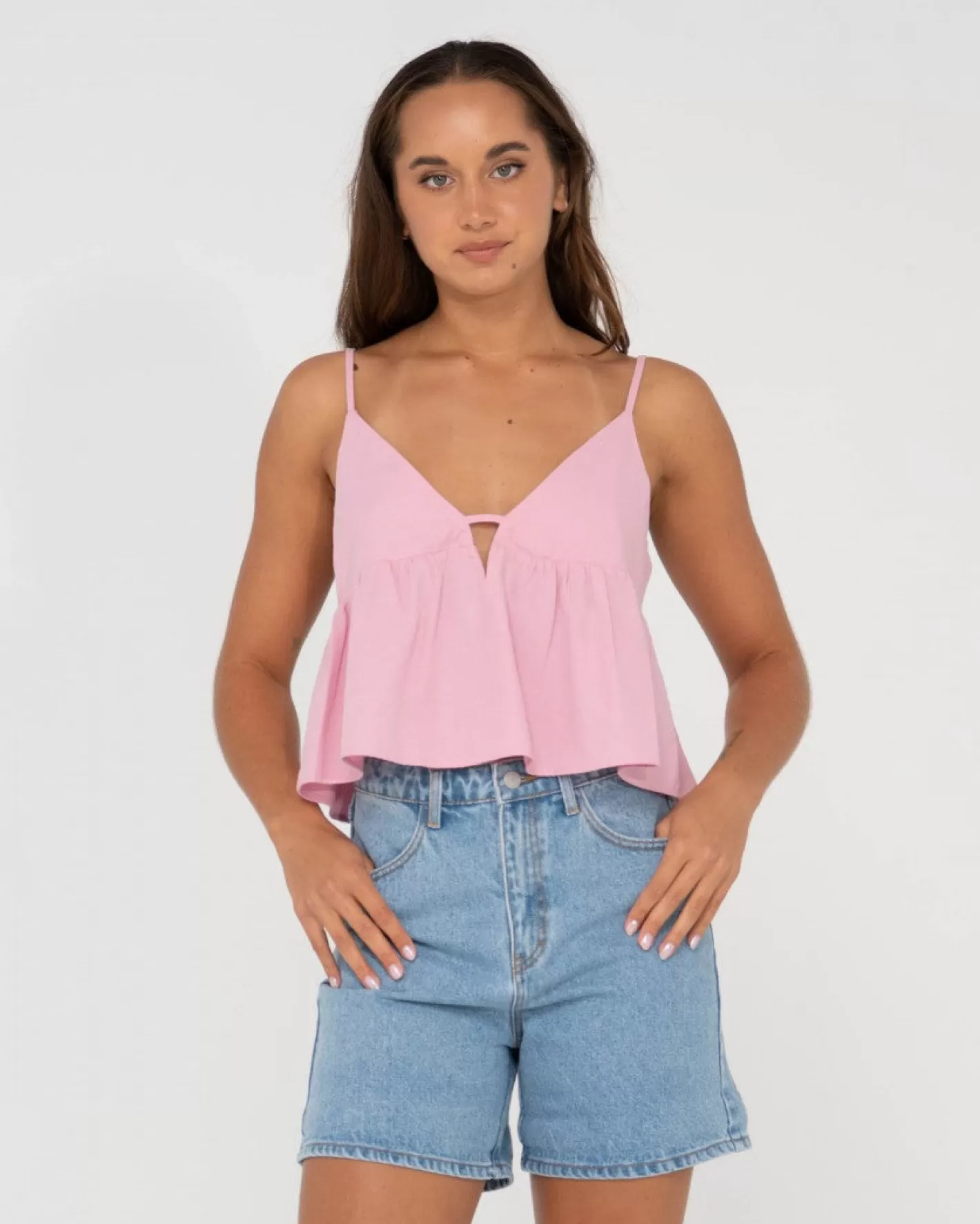 Mujer Rusty Top Corto De Tirantes Con Cuello En V Felicity