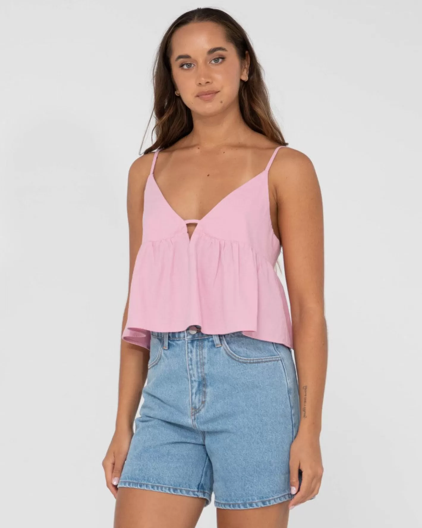 Mujer Rusty Top Corto De Tirantes Con Cuello En V Felicity