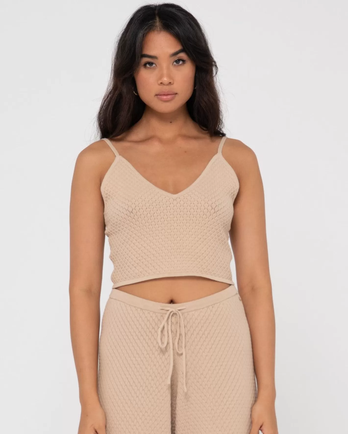 Mujer Rusty Top Corto De Tirantes De Punto Con Cuello En V Florence