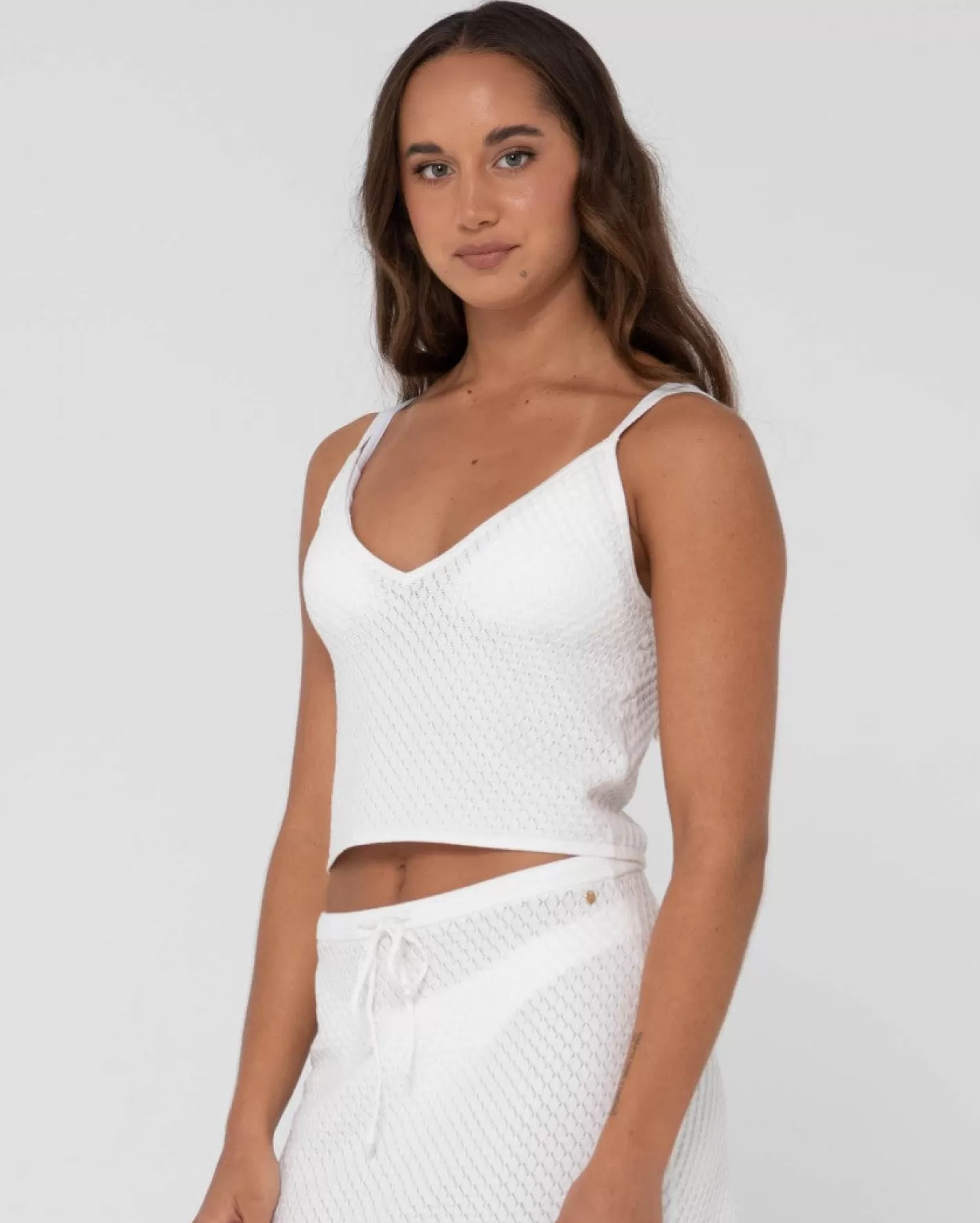 Mujer Rusty Top Corto De Tirantes De Punto Con Cuello En V Florence