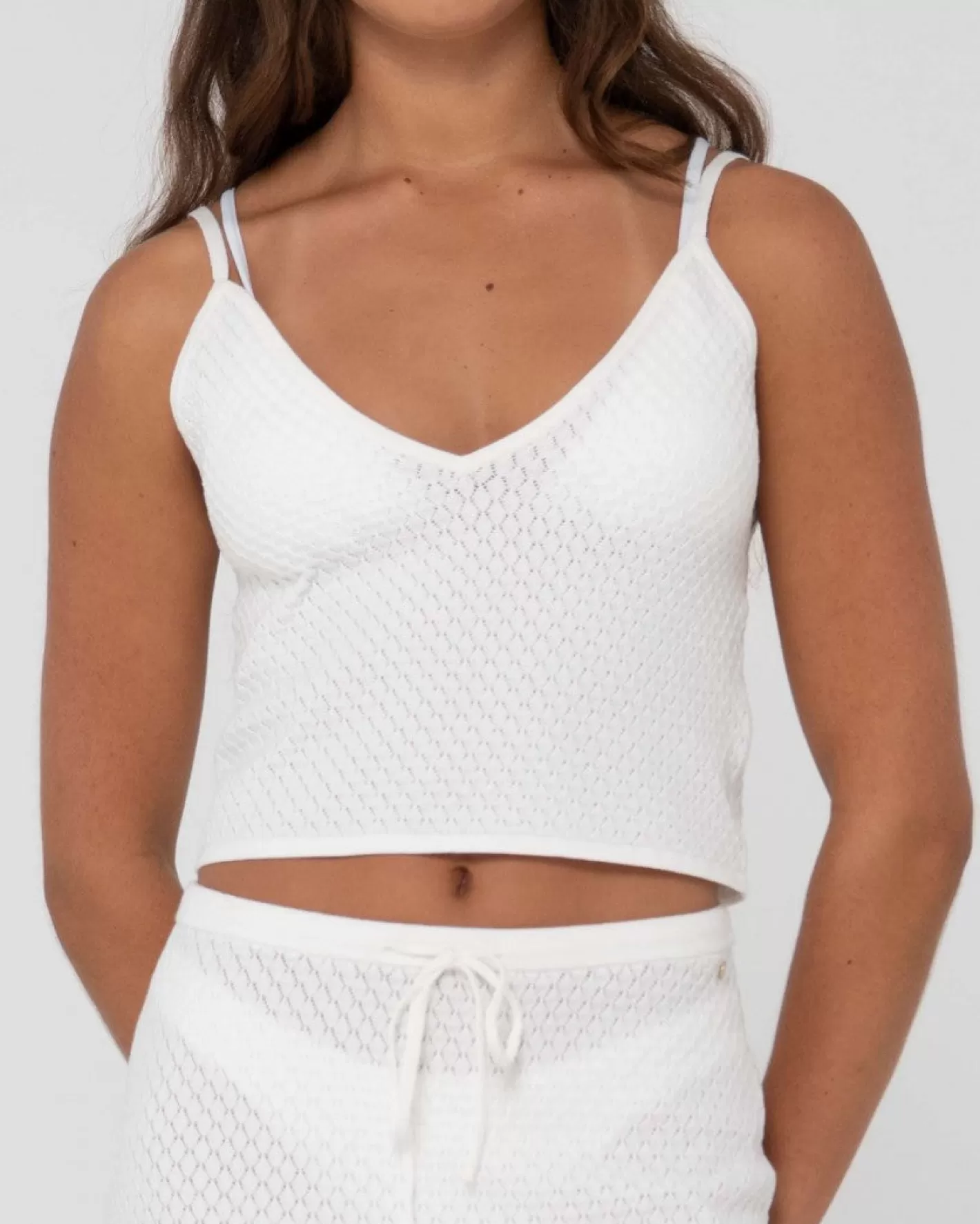 Mujer Rusty Top Corto De Tirantes De Punto Con Cuello En V Florence