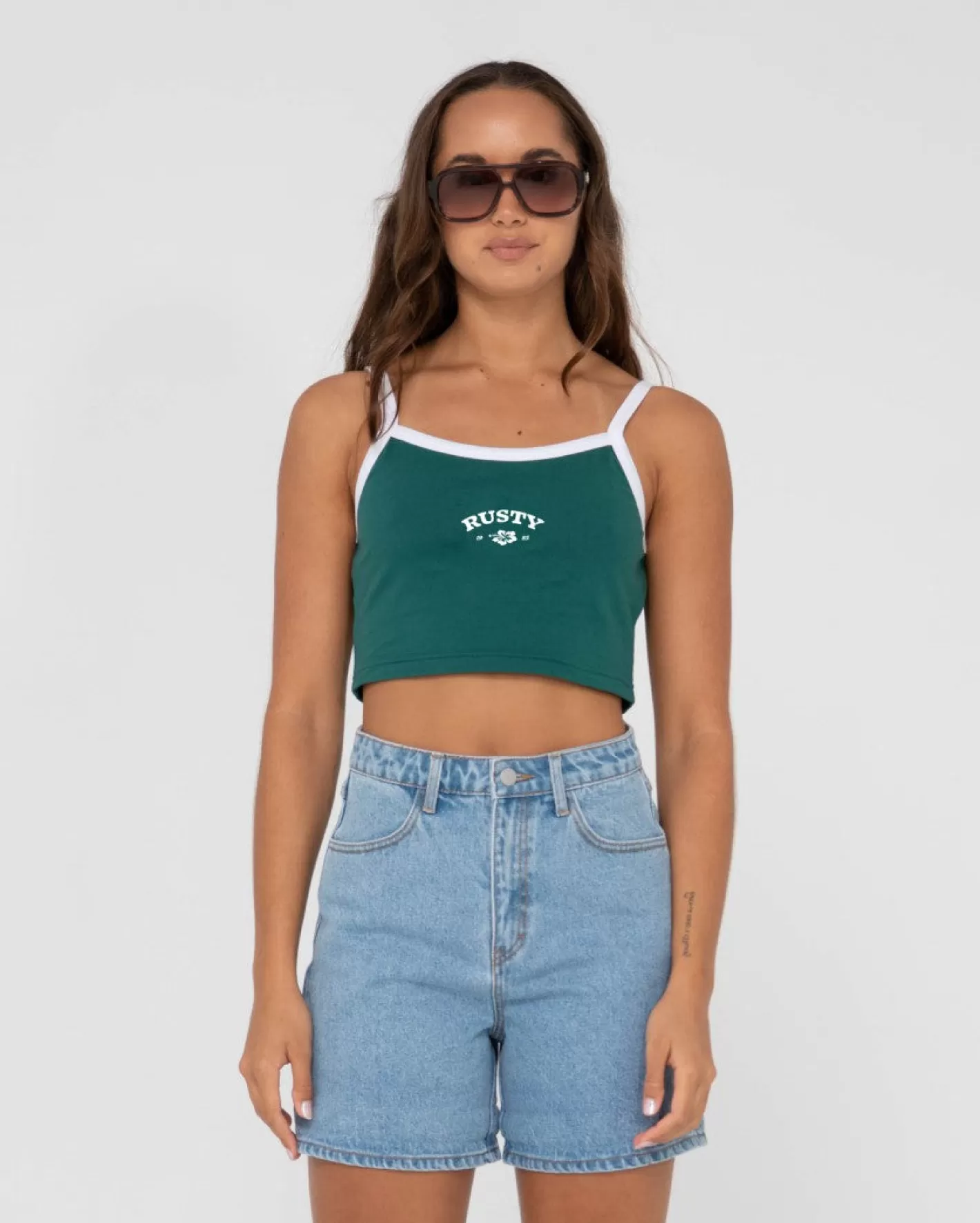 Mujer Rusty Top Corto Sin Mangas Con Grafico Prospero