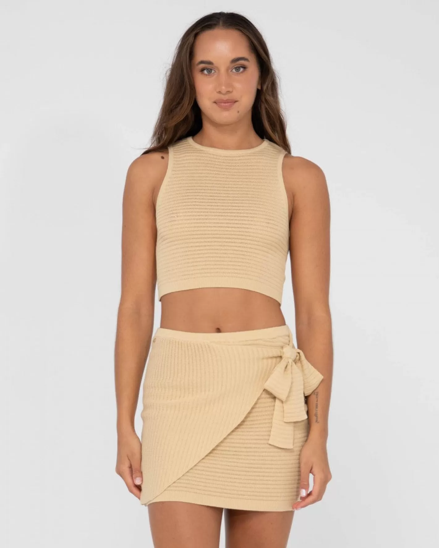 Mujer Rusty Top Corto Sin Mangas De Punto Acanalado Harri