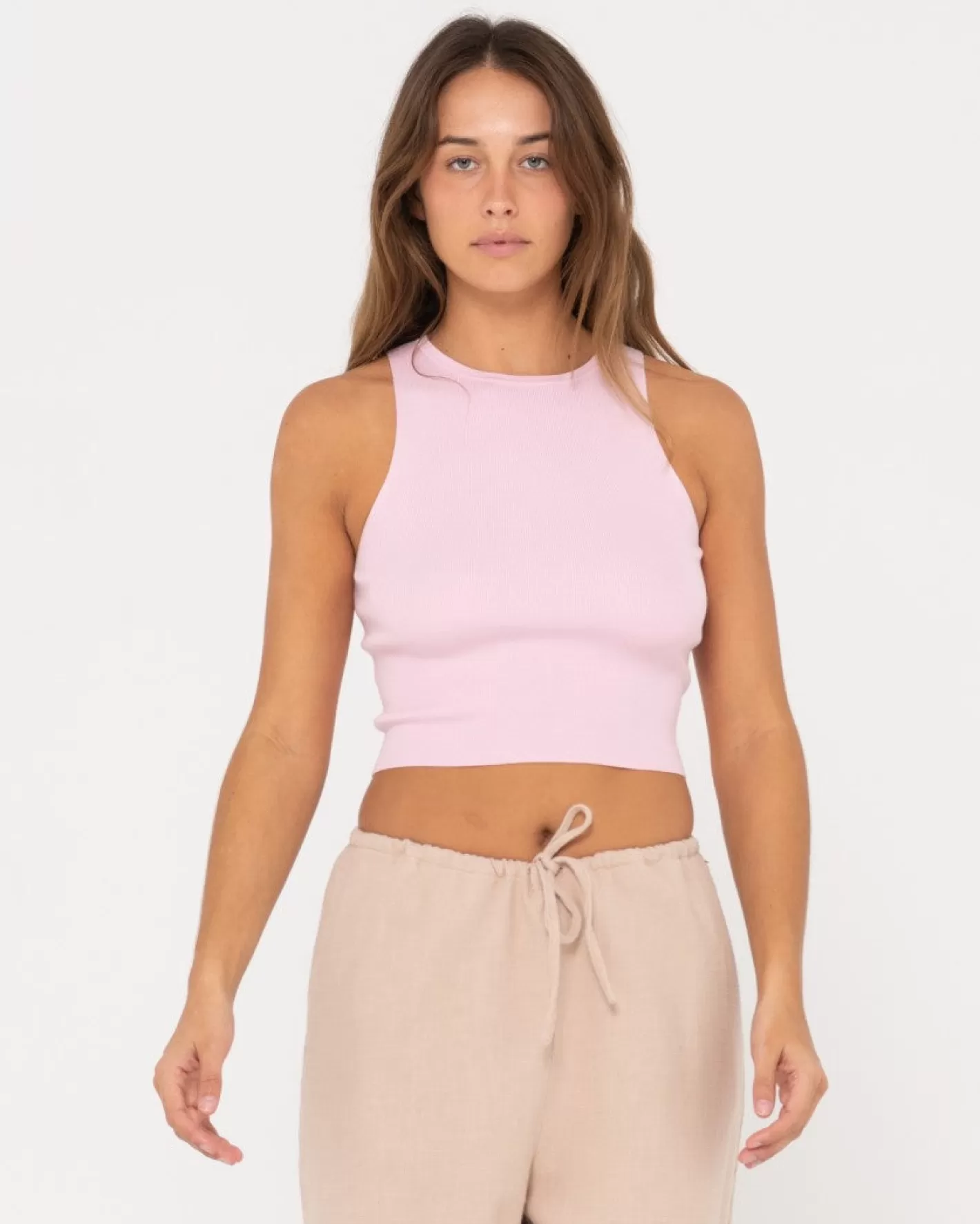 Mujer Rusty Top Corto Sin Mangas De Punto Racer De Amelia