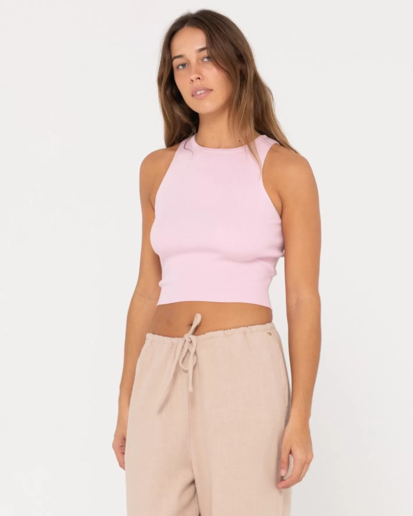 Mujer Rusty Top Corto Sin Mangas De Punto Racer De Amelia